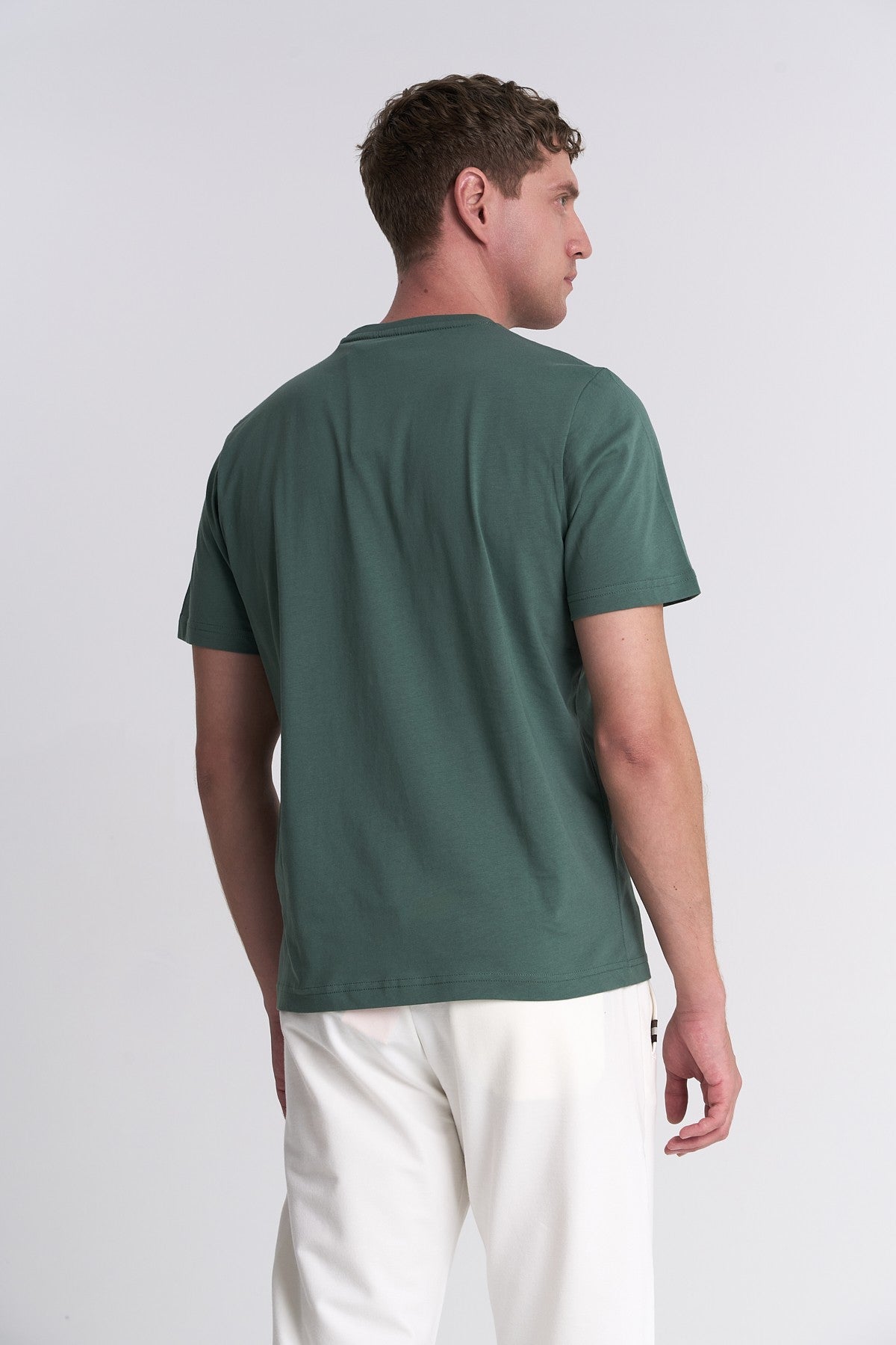 Erkek Bisiklet Yaka Yeşil T-shirt