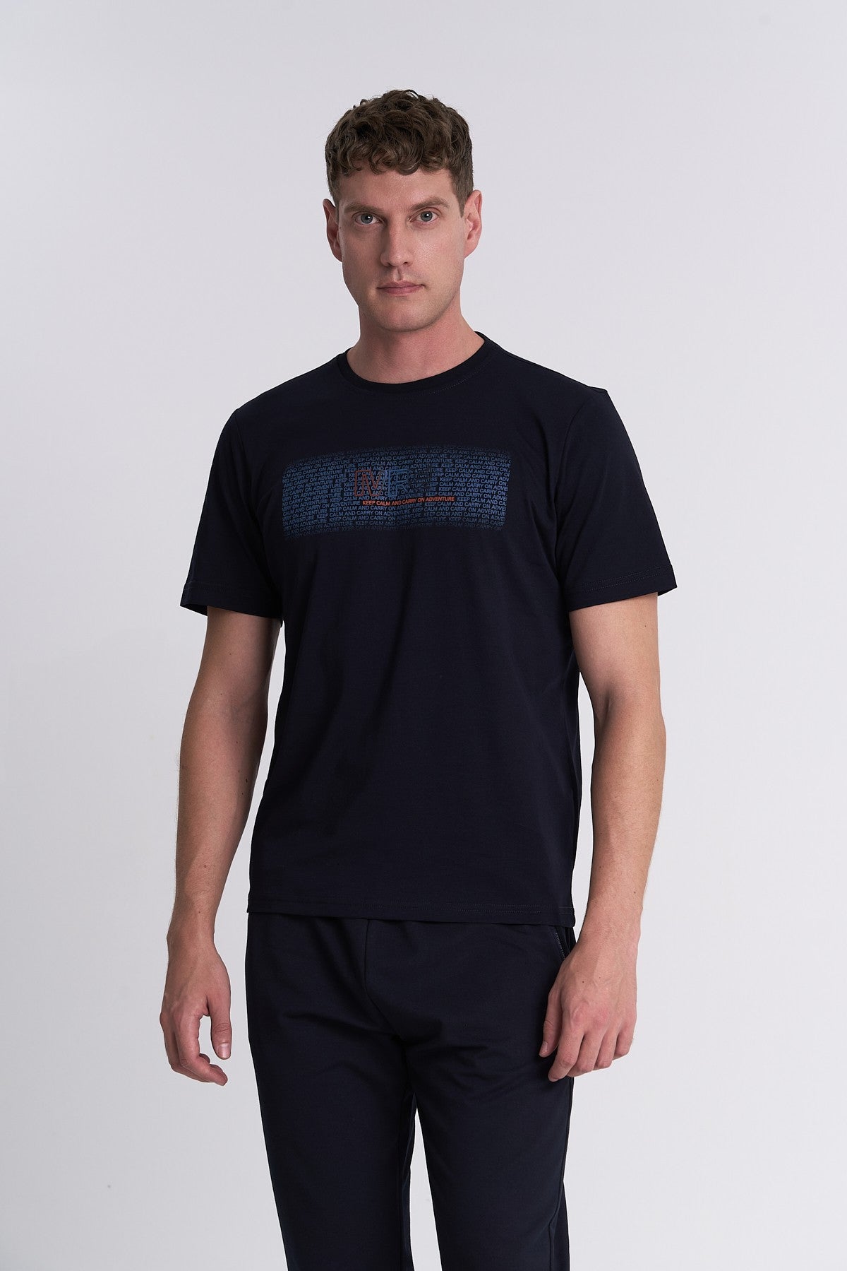 Erkek Bisiklet Yaka Lacivert T-shirt