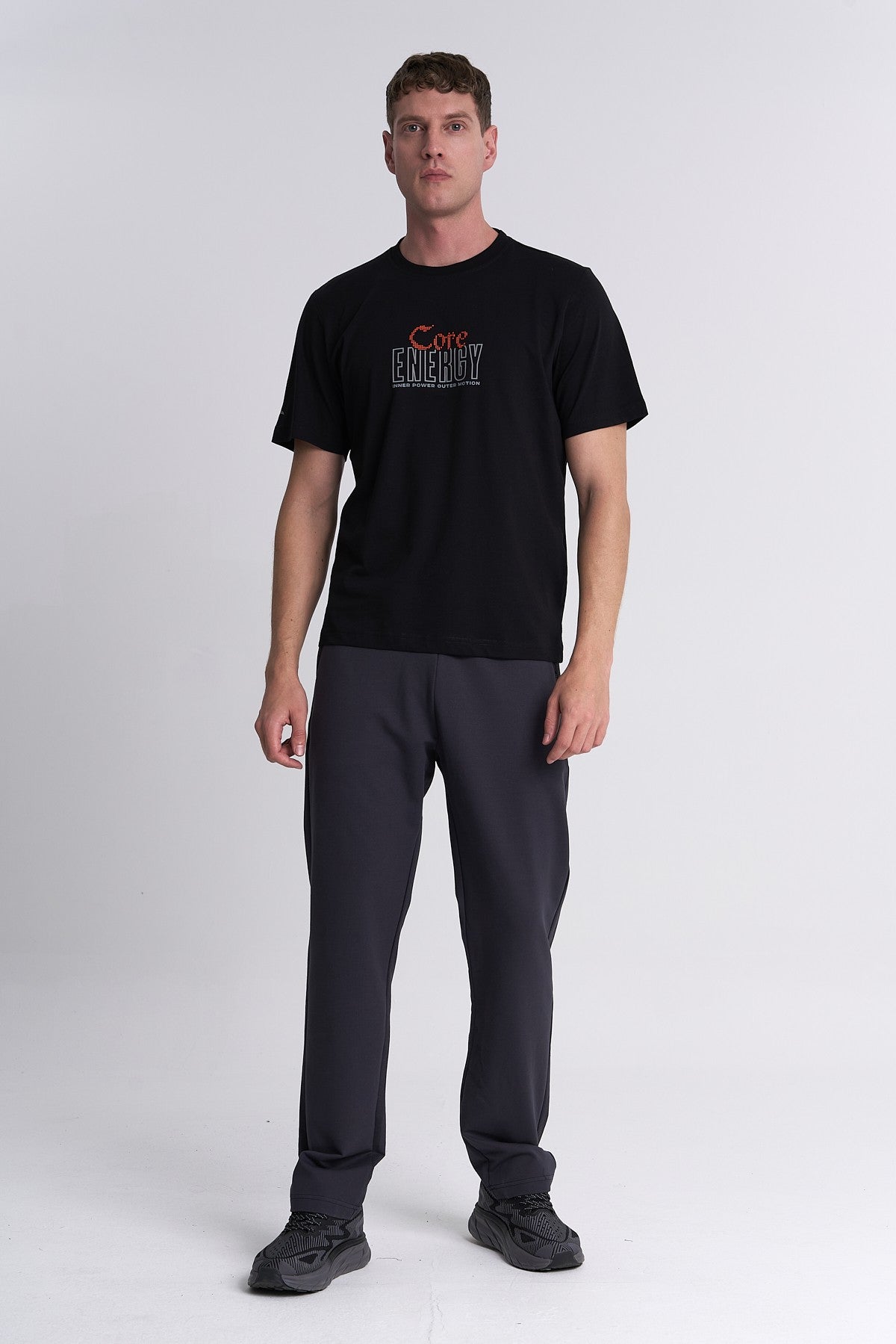Erkek Bisiklet Yaka Siyah T-shirt
