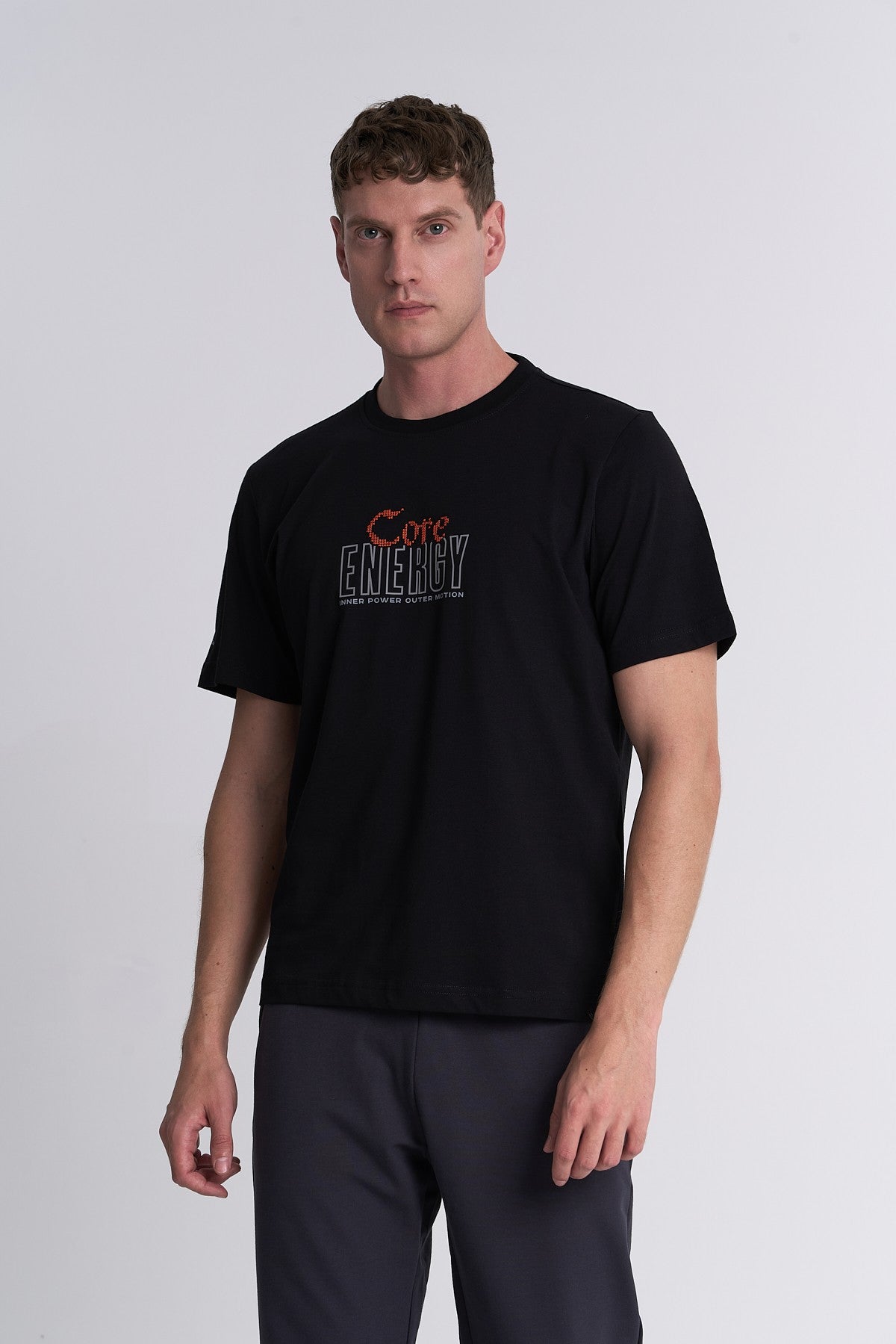 Erkek Bisiklet Yaka Siyah T-shirt