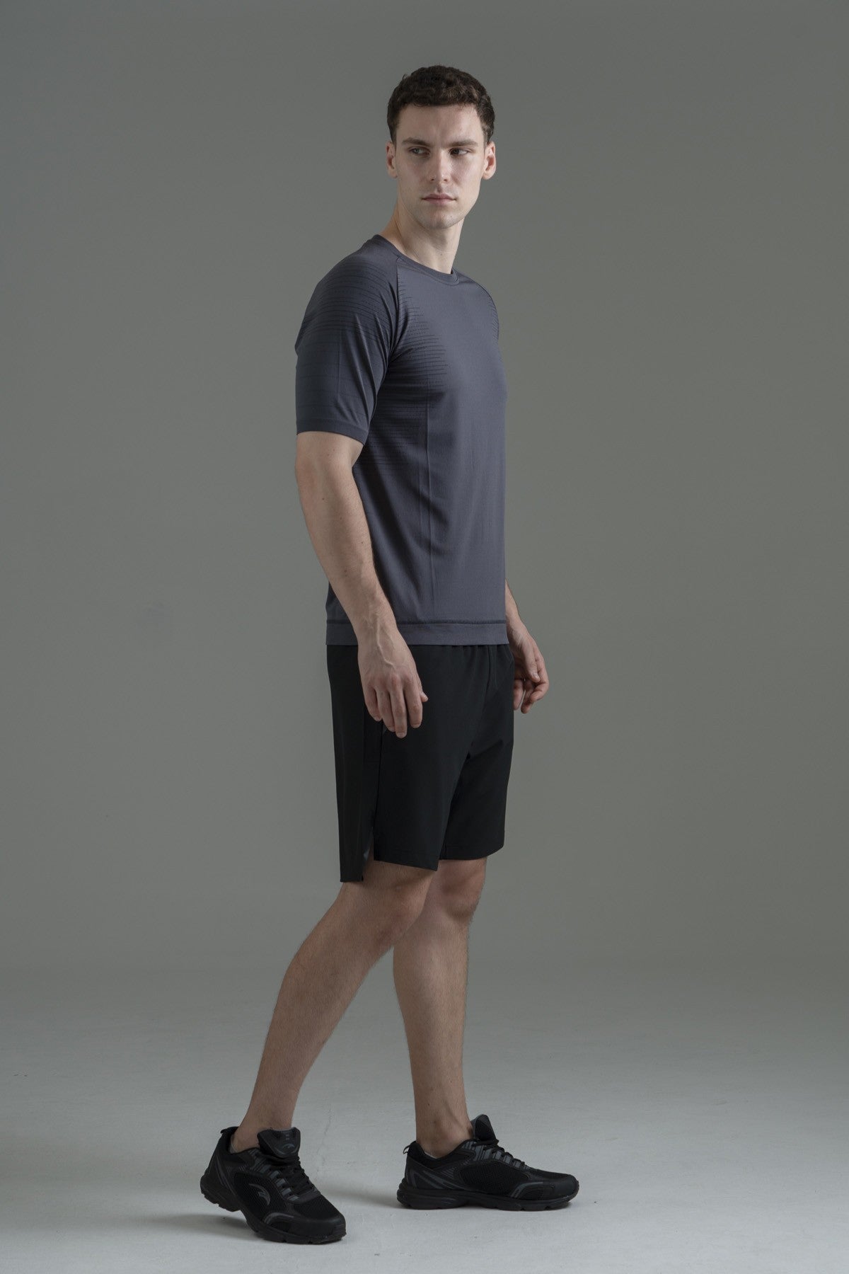 SlimFit Erkek Bisiklet Yaka Antrasit T-shirt
