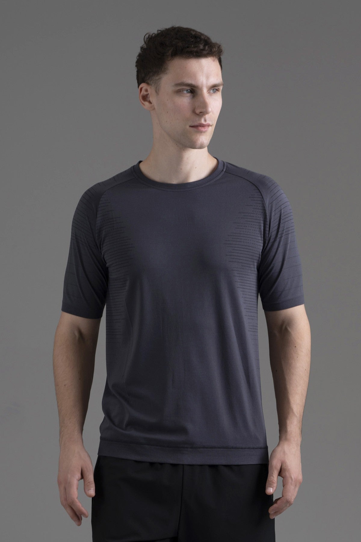 SlimFit Erkek Bisiklet Yaka Antrasit T-shirt