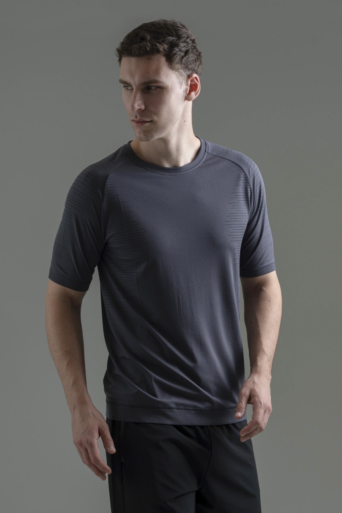 SlimFit Erkek Bisiklet Yaka Antrasit T-shirt