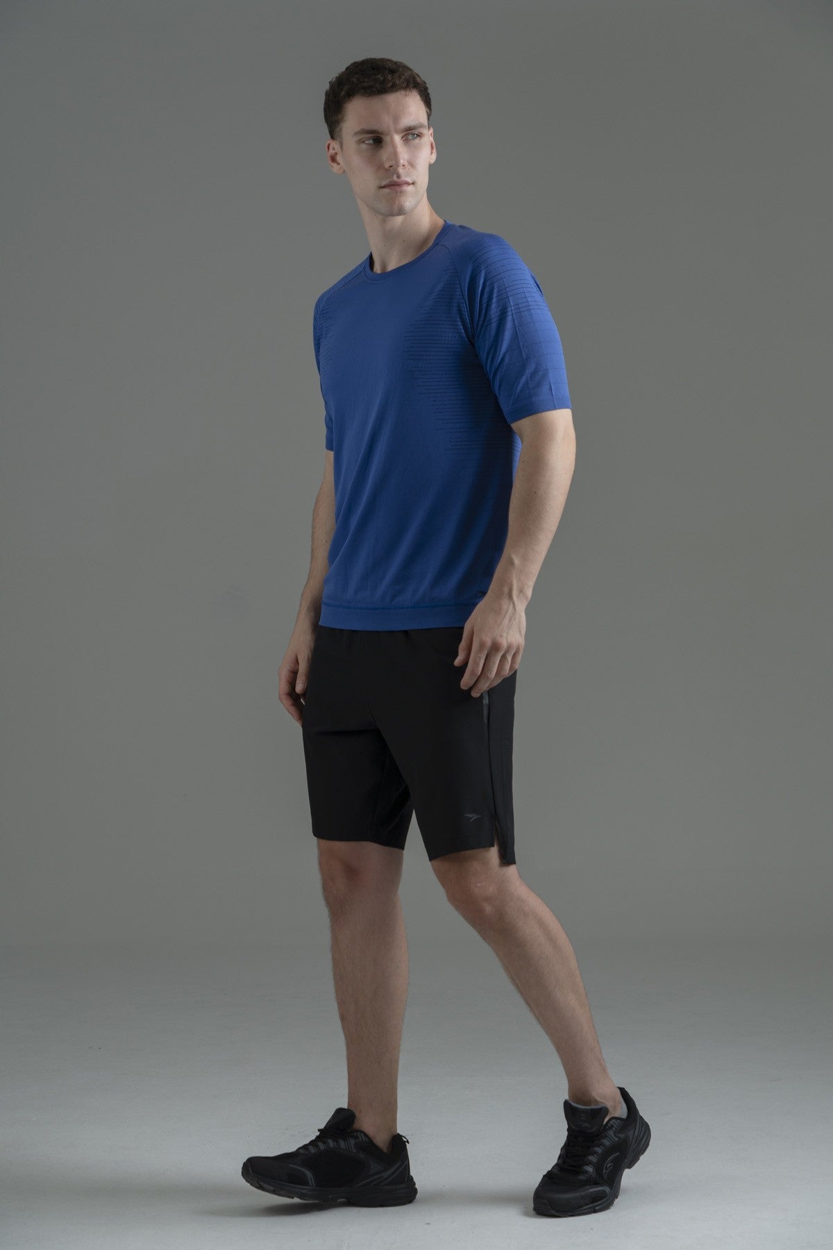 SlimFit Erkek Bisiklet Yaka Saks Mavi T-shirt