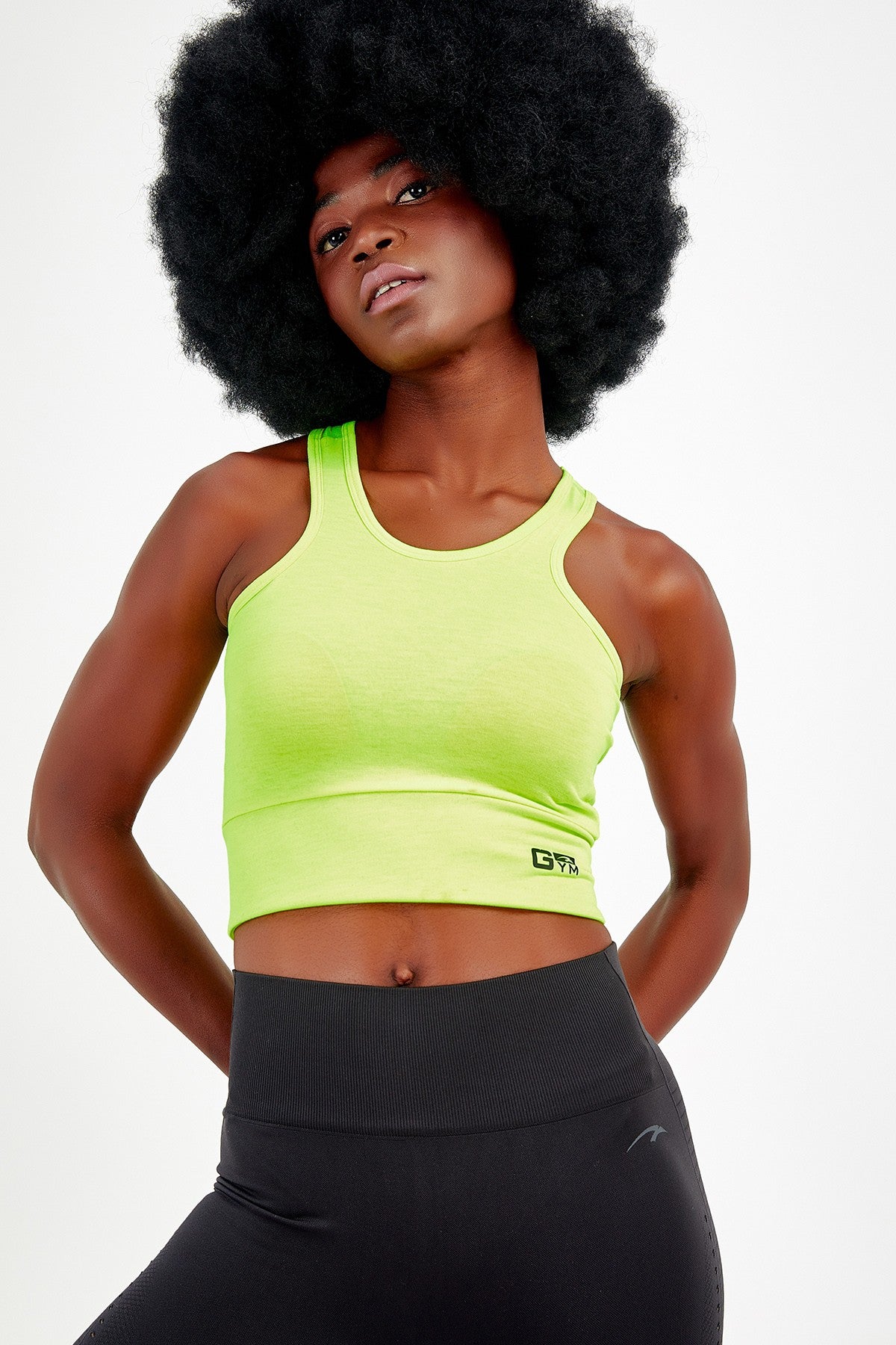 SlimFit Kadın Bisiklet Yaka Neon Sarı Bra