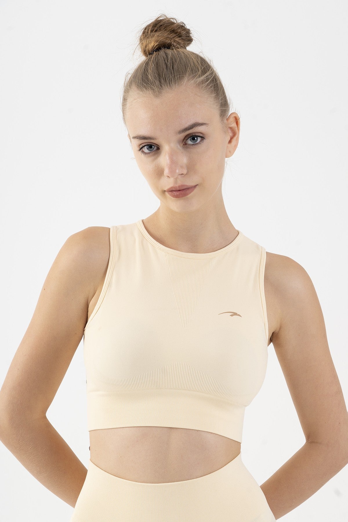 SlimFit Kadın Atlet Yaka Ekru Bra