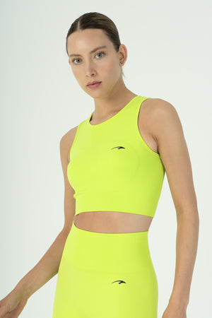 SlimFit Kadın Atlet Yaka Neon Yeşil Bra