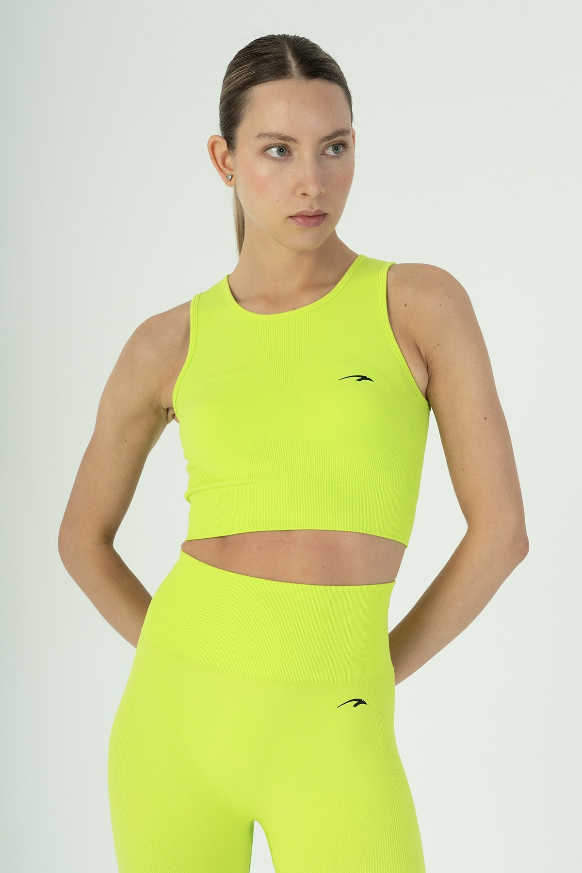 SlimFit Kadın Atlet Yaka Neon Yeşil Bra