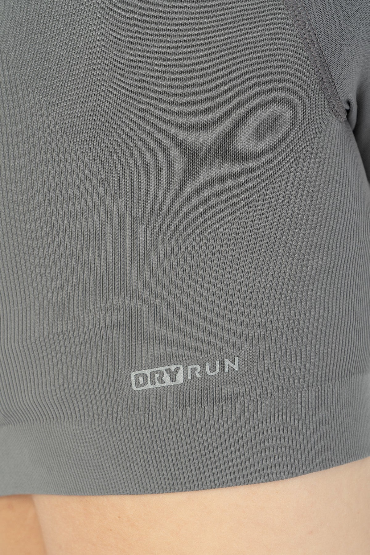 SlimFit Kadın Bisiklet Yaka Antrasit Crop Top