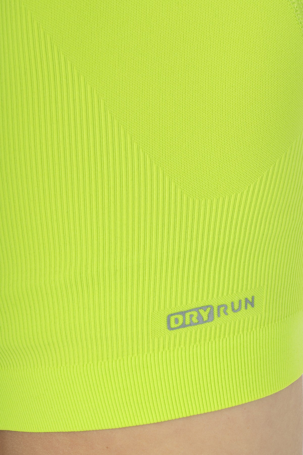 SlimFit Kadın Bisiklet Yaka Neon Yeşil Crop Top