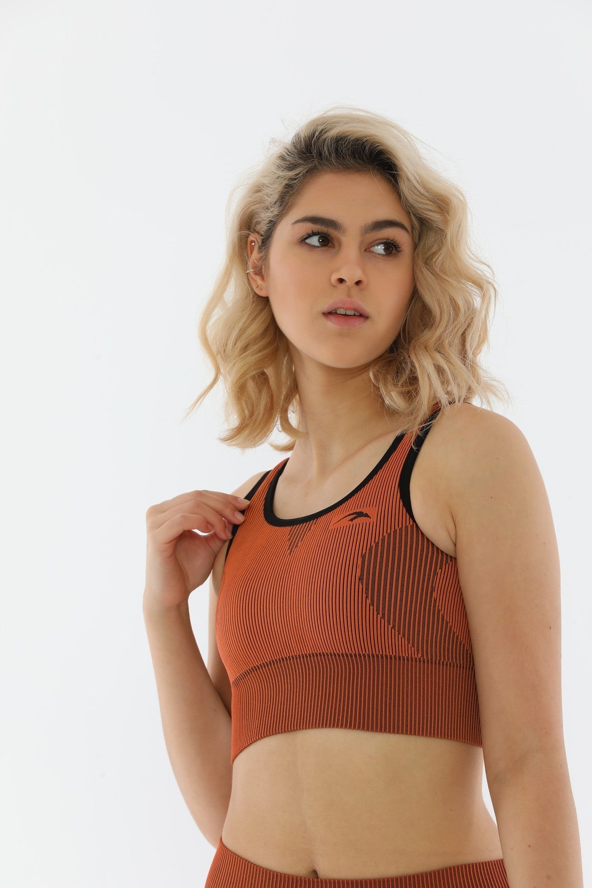 SlimFit Kadın Bisiklet Yaka Kahverengi Bra