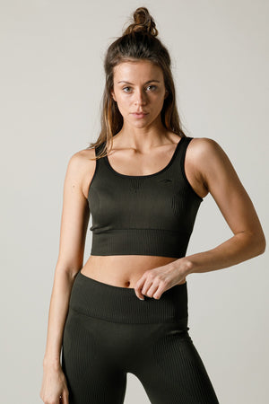 SlimFit Kadın Bisiklet Yaka Haki Bra