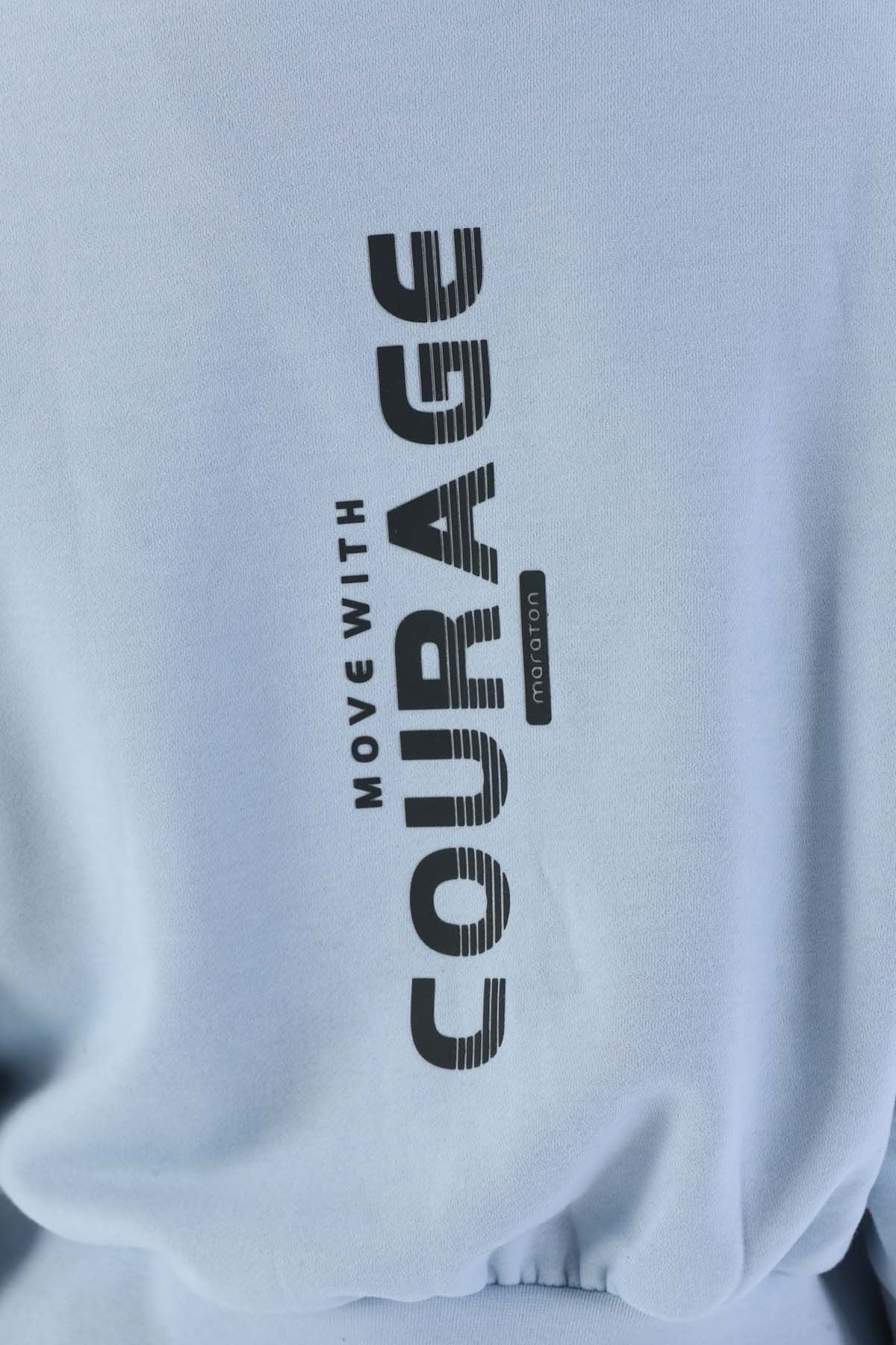 Oversize Kadın Kapüşonlu Açık Mavi Sweatshirt
