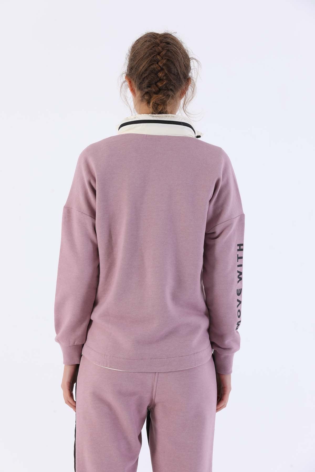 Comfort Kadın Dik Yaka Mor Tracktop