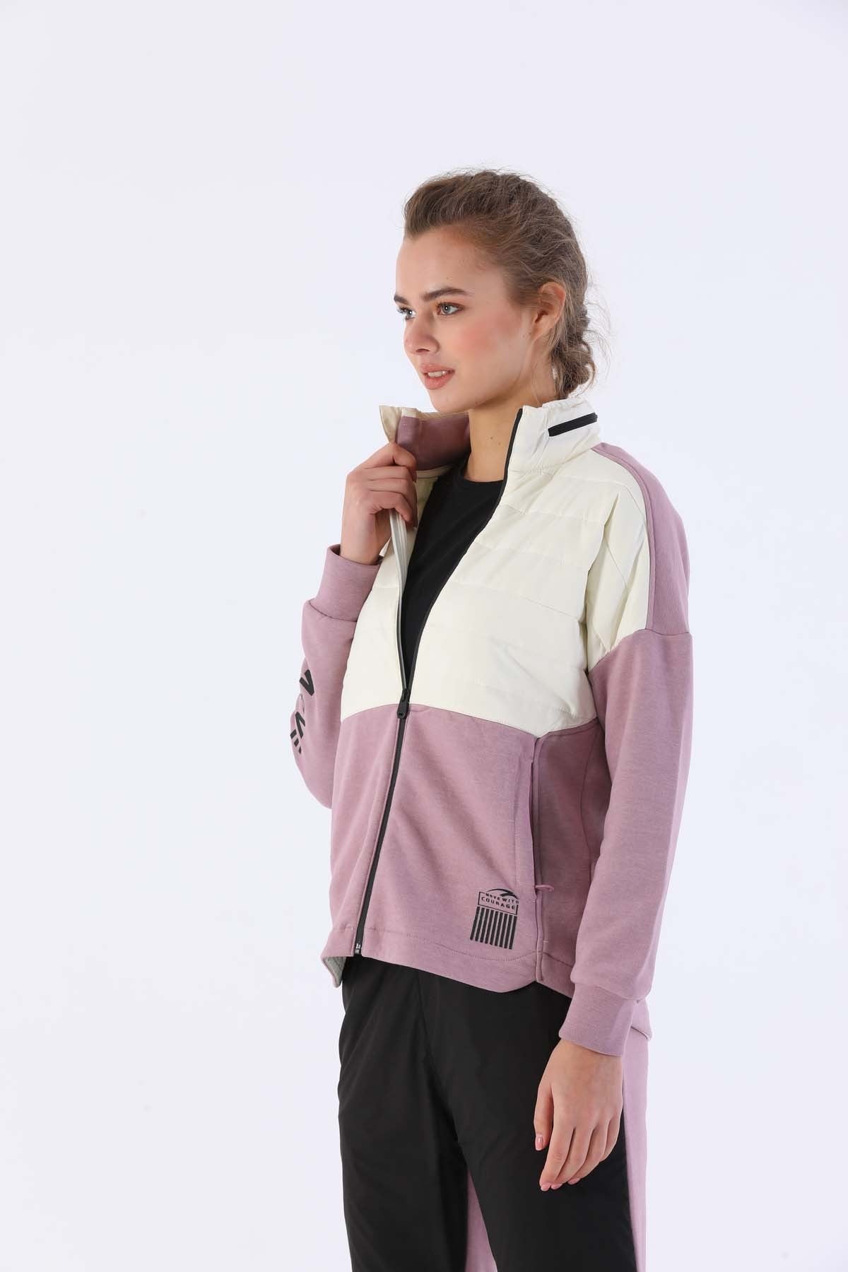 Comfort Kadın Dik Yaka Mor Tracktop
