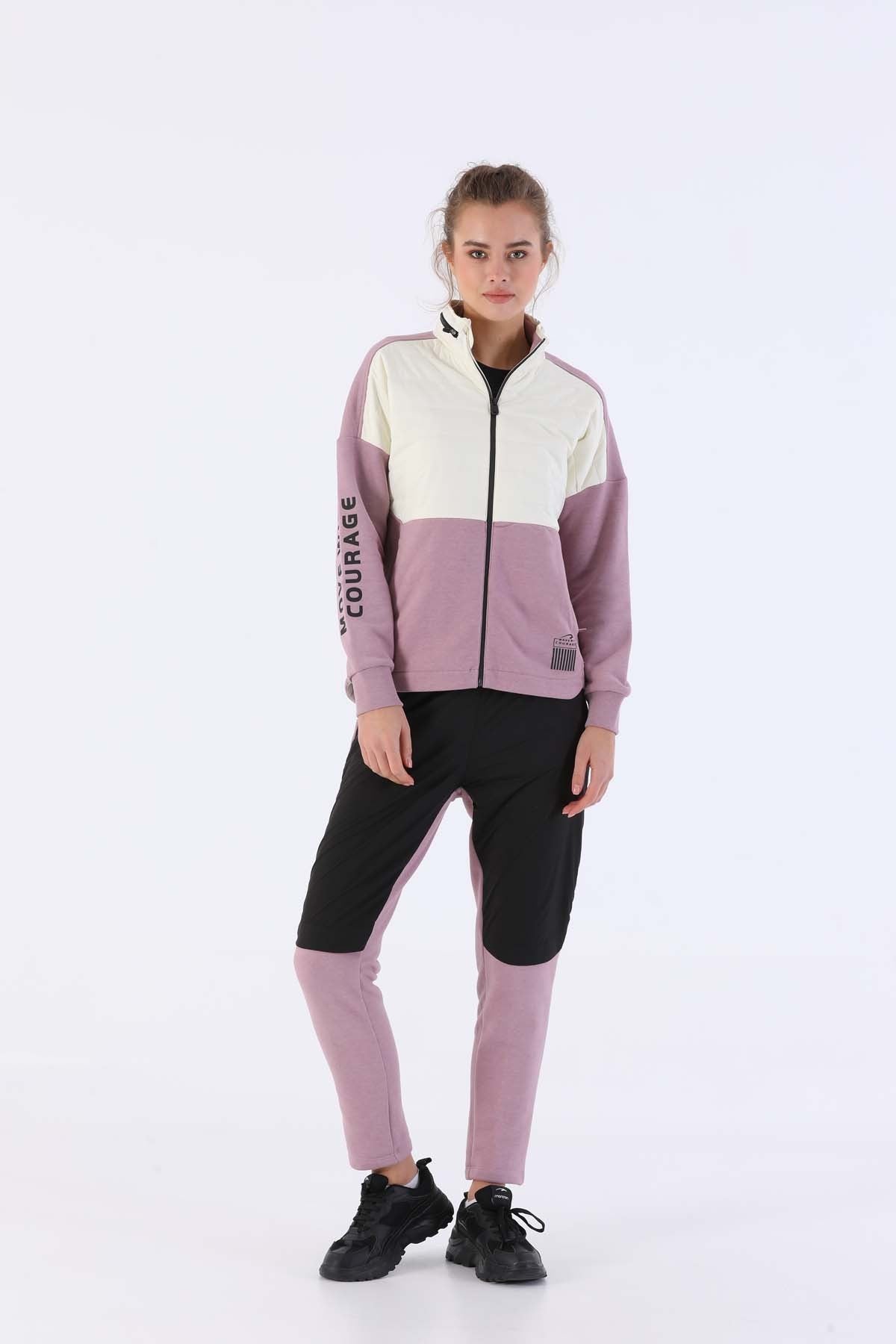 Comfort Kadın Dik Yaka Mor Tracktop
