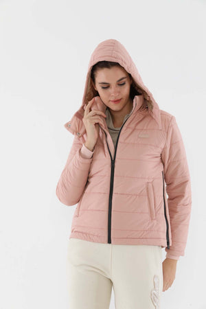 Regular Kadın Kapüşonlu Pembe Mont