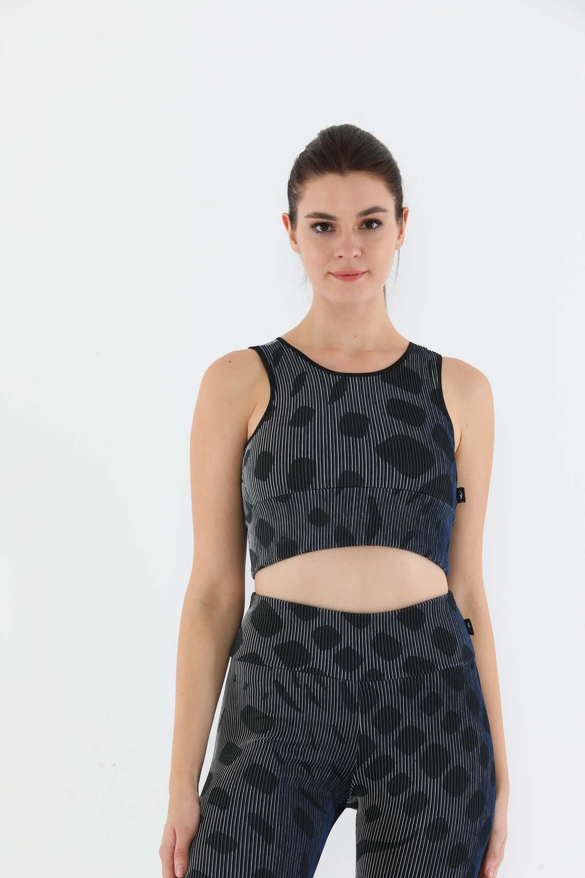 SlimFit Kadın Bisiklet Yaka Saks Mavi Bra