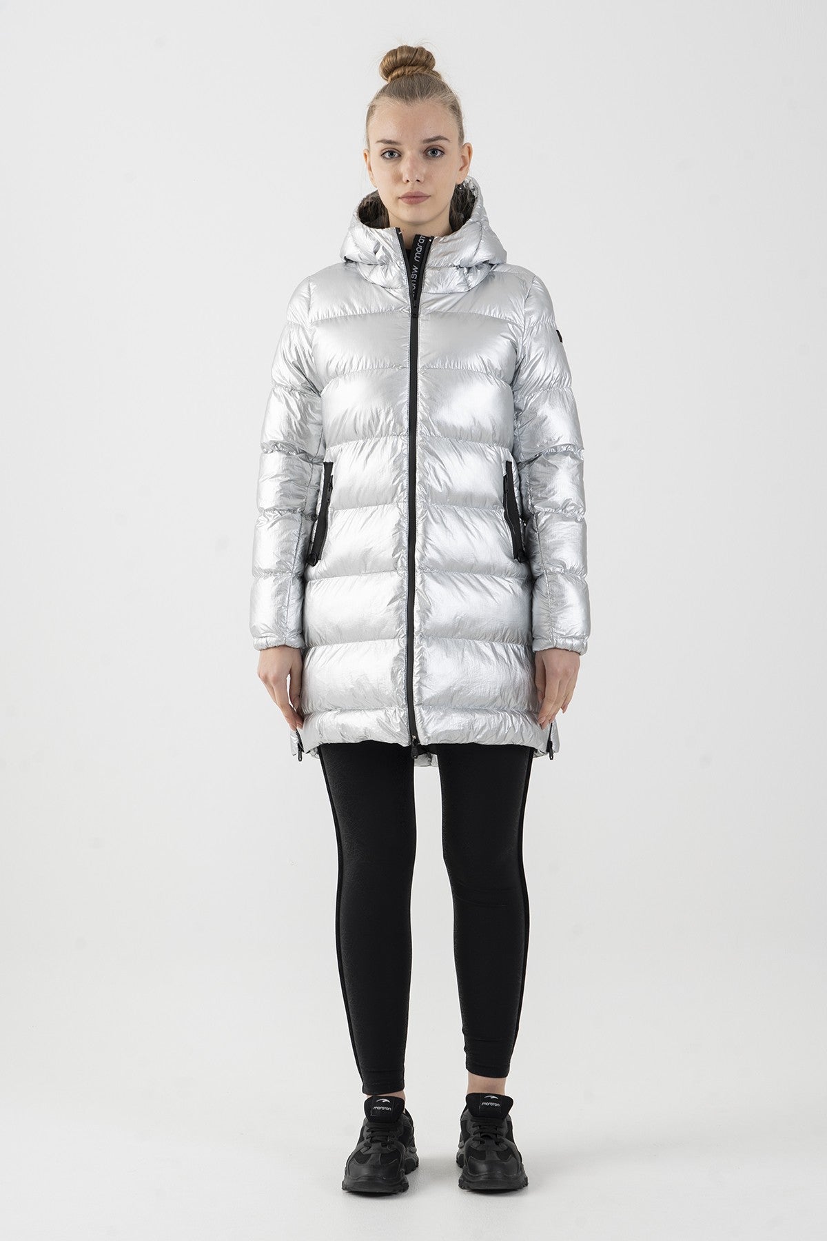 Regular Kadın Kapüşonlu Gri Parka