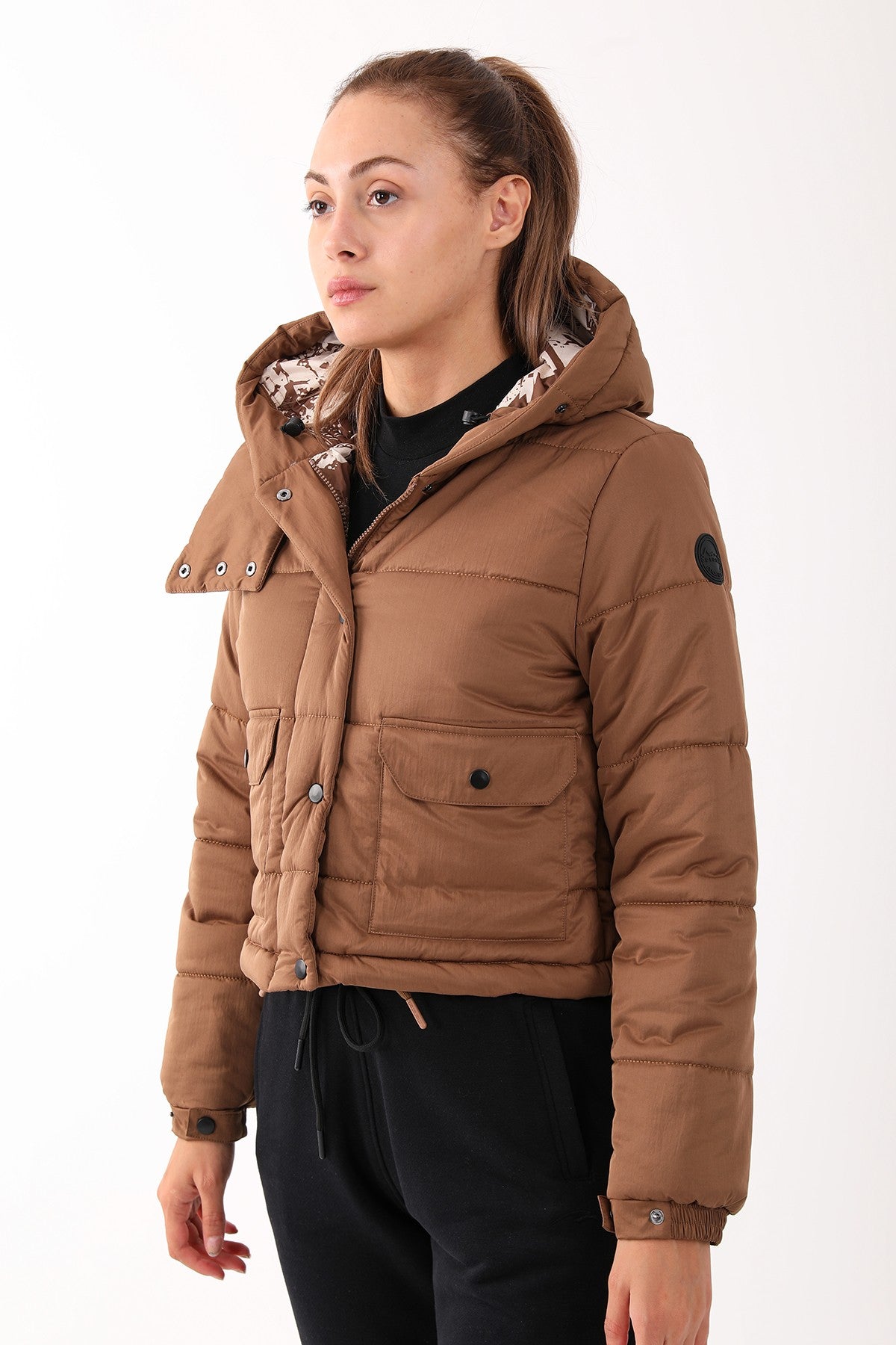 Regular Kadın Kapüşonlu Kahverengi Mont