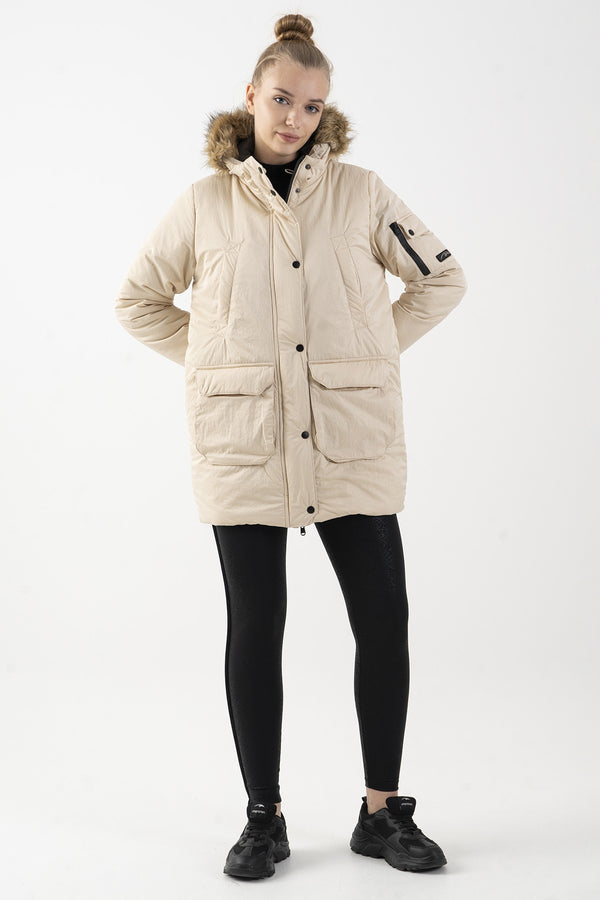 Regular Kadın Kapüşonlu Taş Parka
