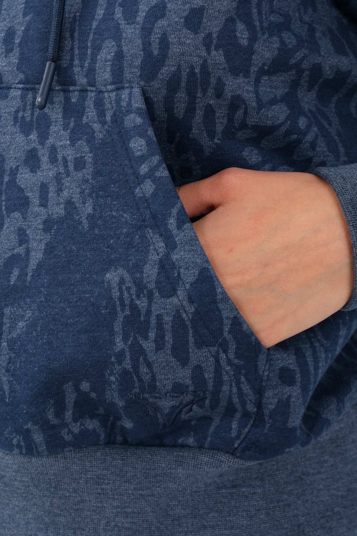 Oversize Kadın Kapüşonlu Lacivertmelanj Sweatshirt