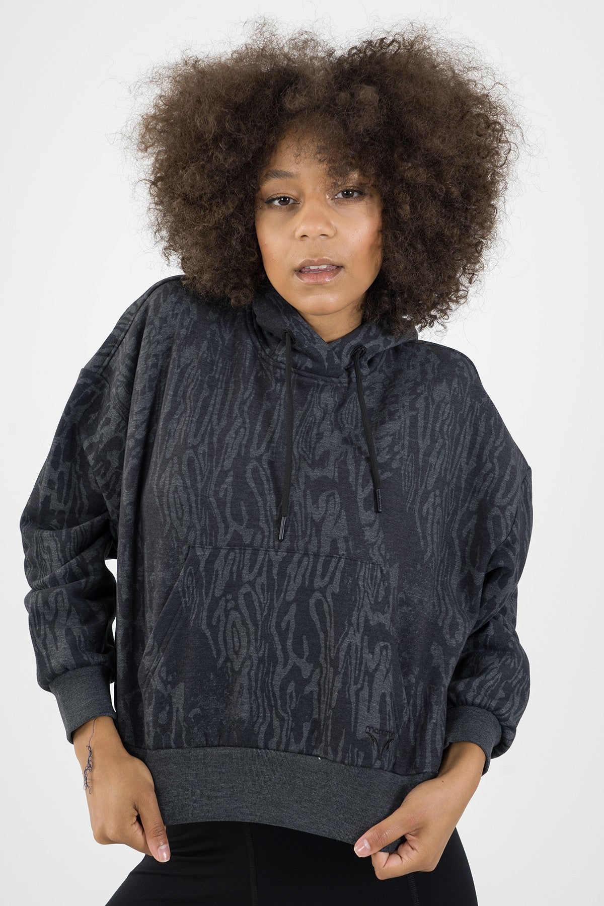 Oversize Kadın Kapüşonlu Siyah Sweatshirt