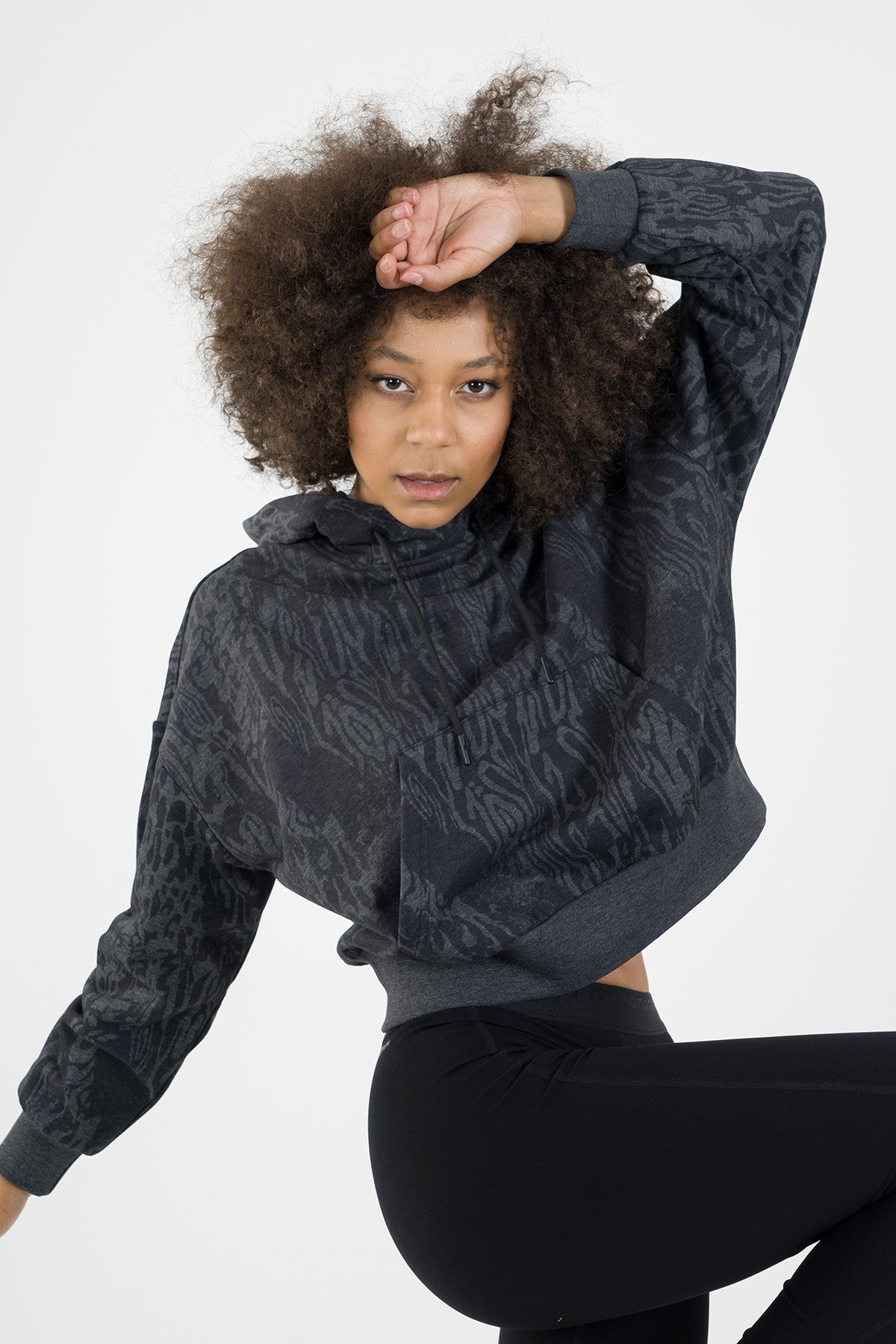 Oversize Kadın Kapüşonlu Siyah Sweatshirt