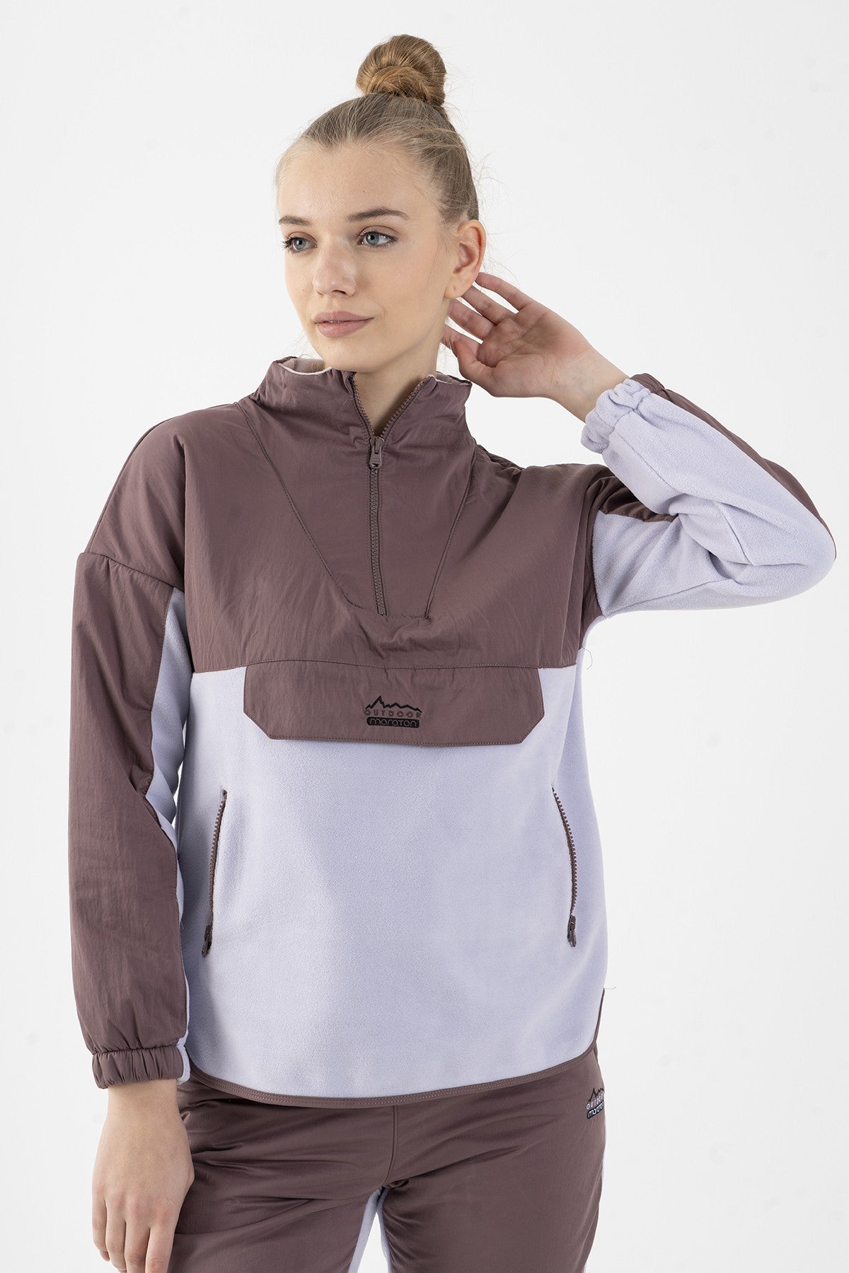 Comfort Kadın Dik Yaka Lila Sweatshirt