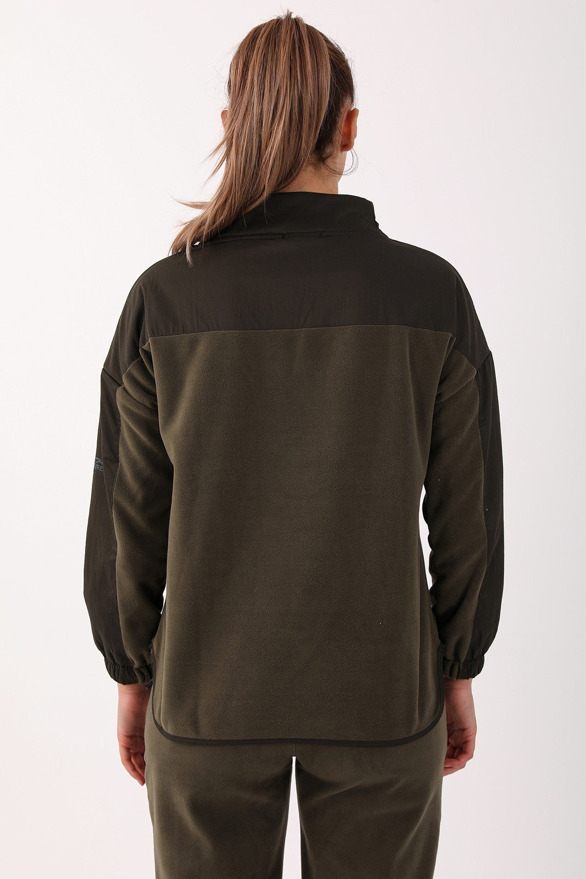 Comfort Kadın Dik Yaka Haki Sweatshirt