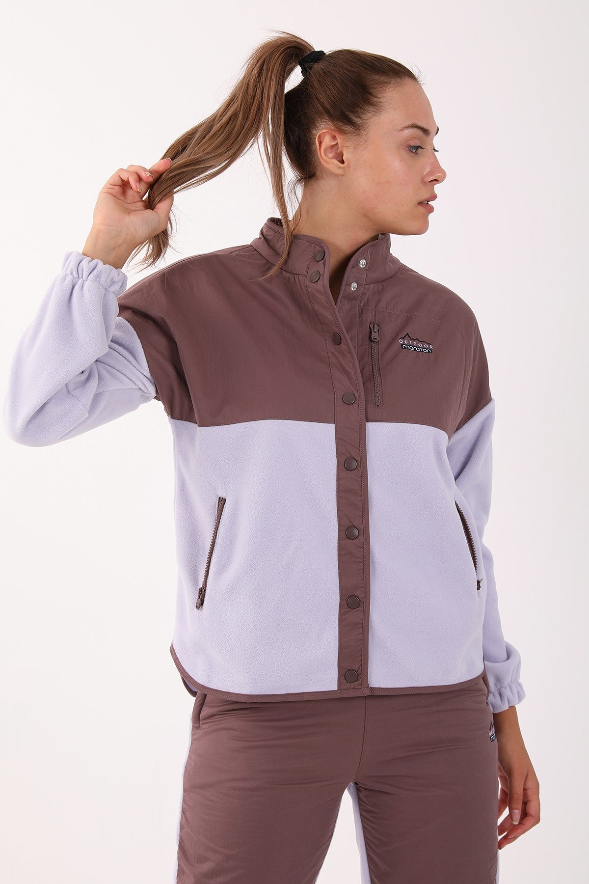 Comfort Kadın Dik Yaka Lila Tracktop
