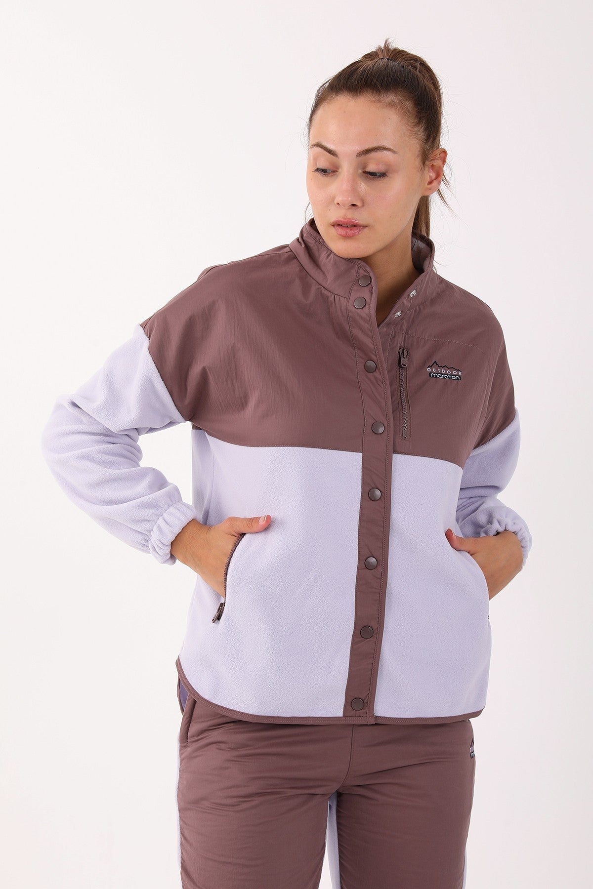 Comfort Kadın Dik Yaka Lila Tracktop
