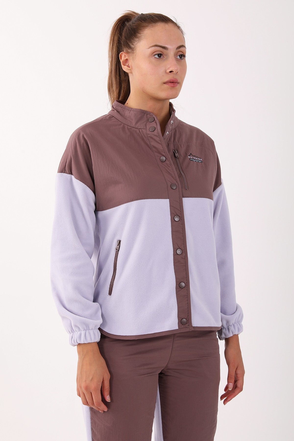 Comfort Kadın Dik Yaka Lila Tracktop