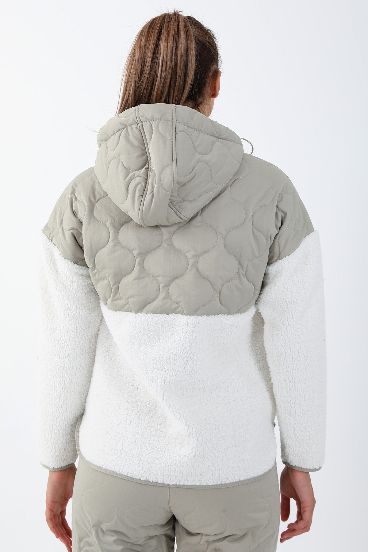 Comfort Kadın Kapüşonlu Ekru Tracktop