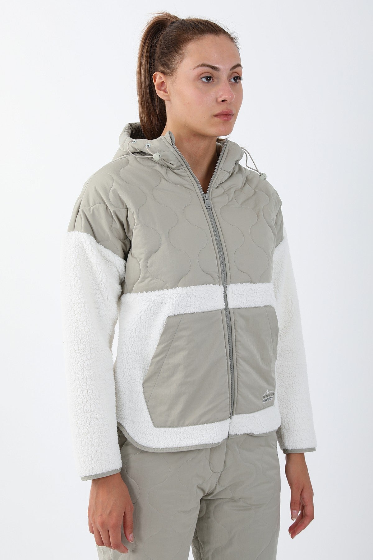 Comfort Kadın Kapüşonlu Ekru Tracktop