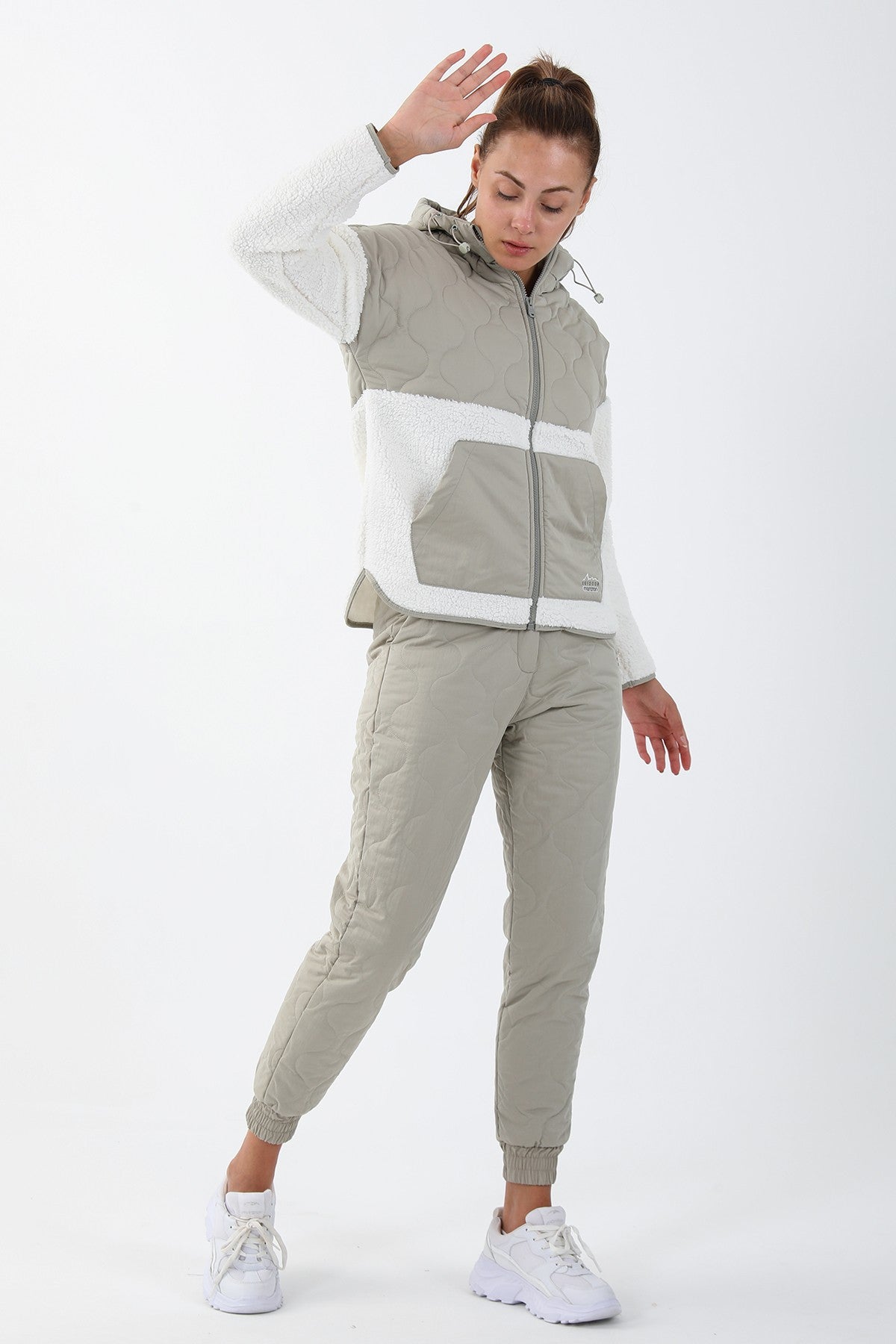 Comfort Kadın Kapüşonlu Ekru Tracktop