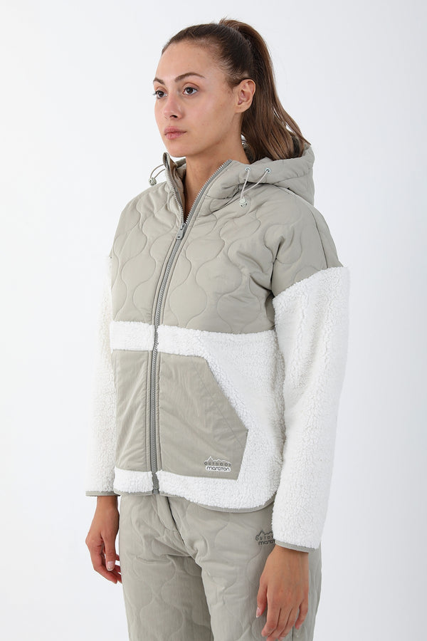 Comfort Kadın Kapüşonlu Ekru Tracktop