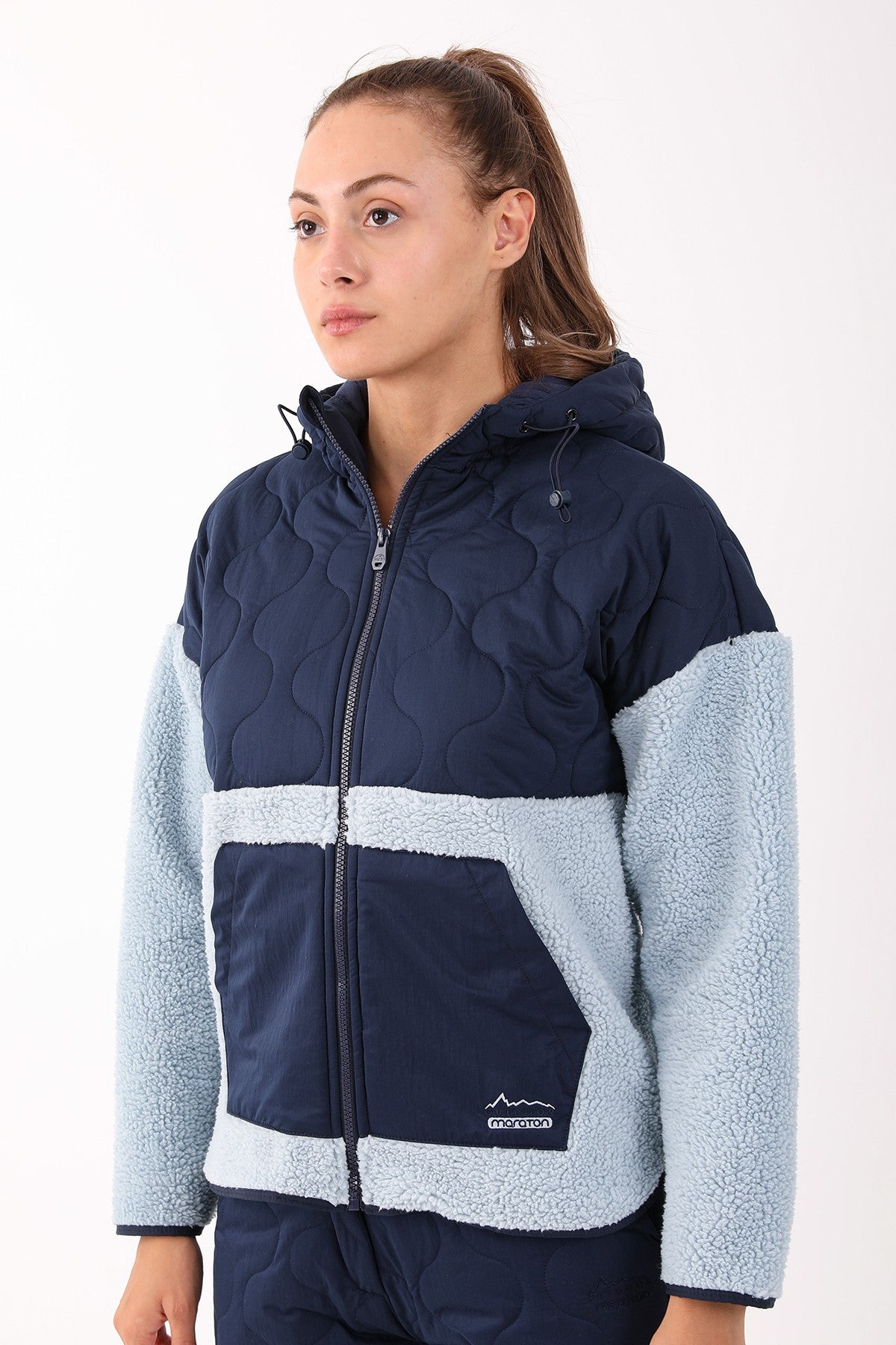 Comfort Kadın Kapüşonlu Açık Mavi Tracktop