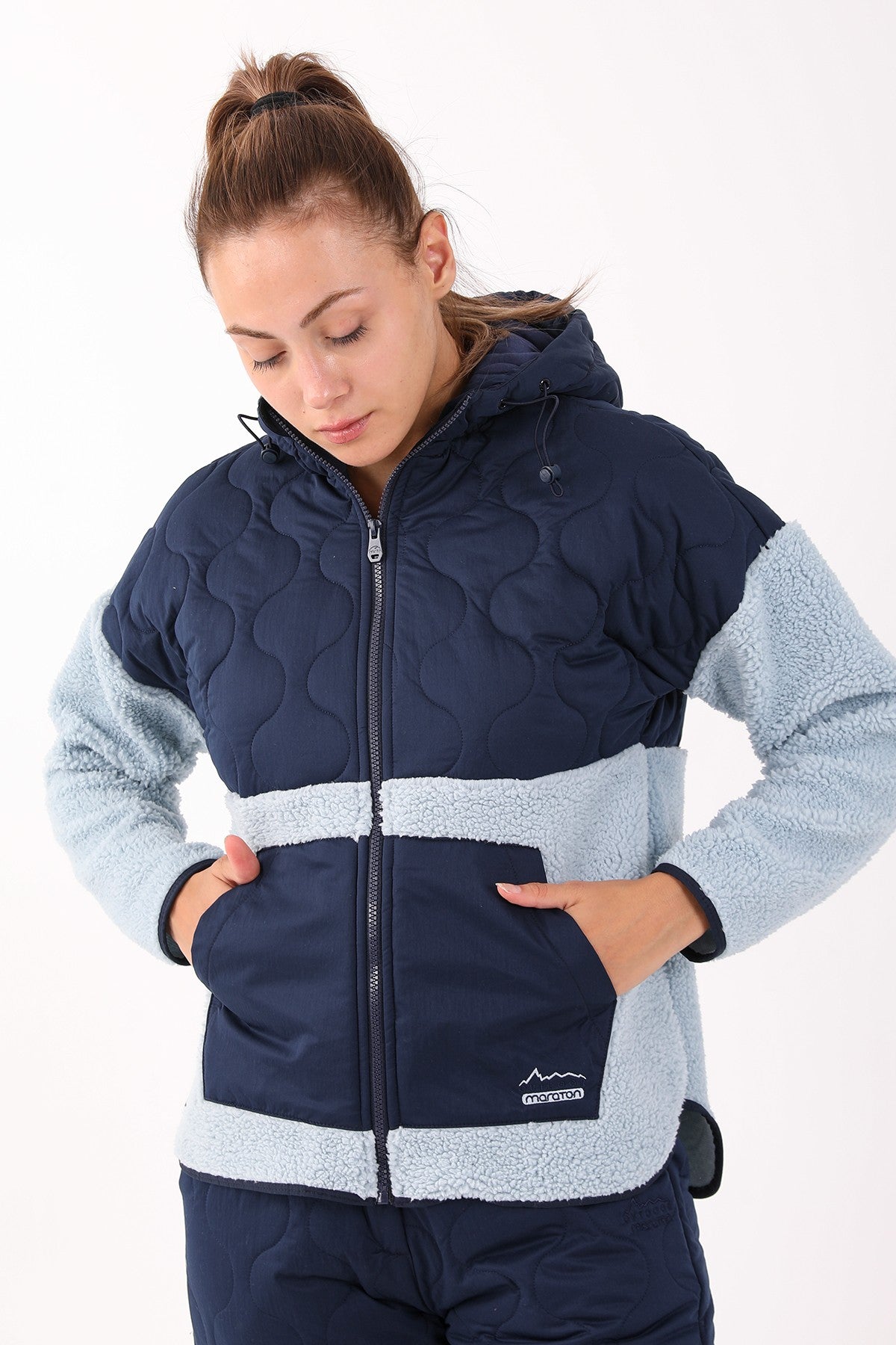 Comfort Kadın Kapüşonlu Açık Mavi Tracktop