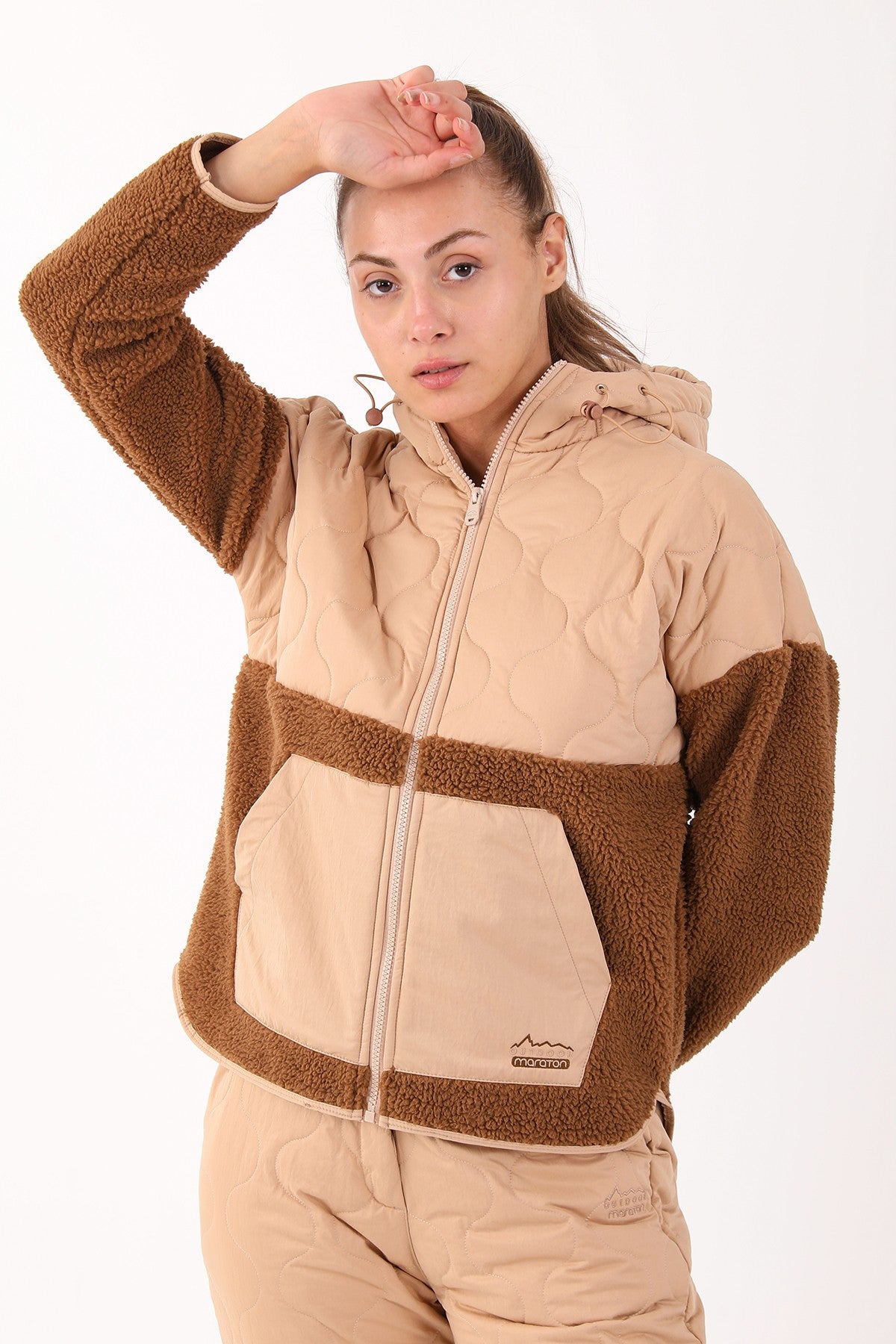 Comfort Kadın Kapüşonlu Kahverengi Tracktop
