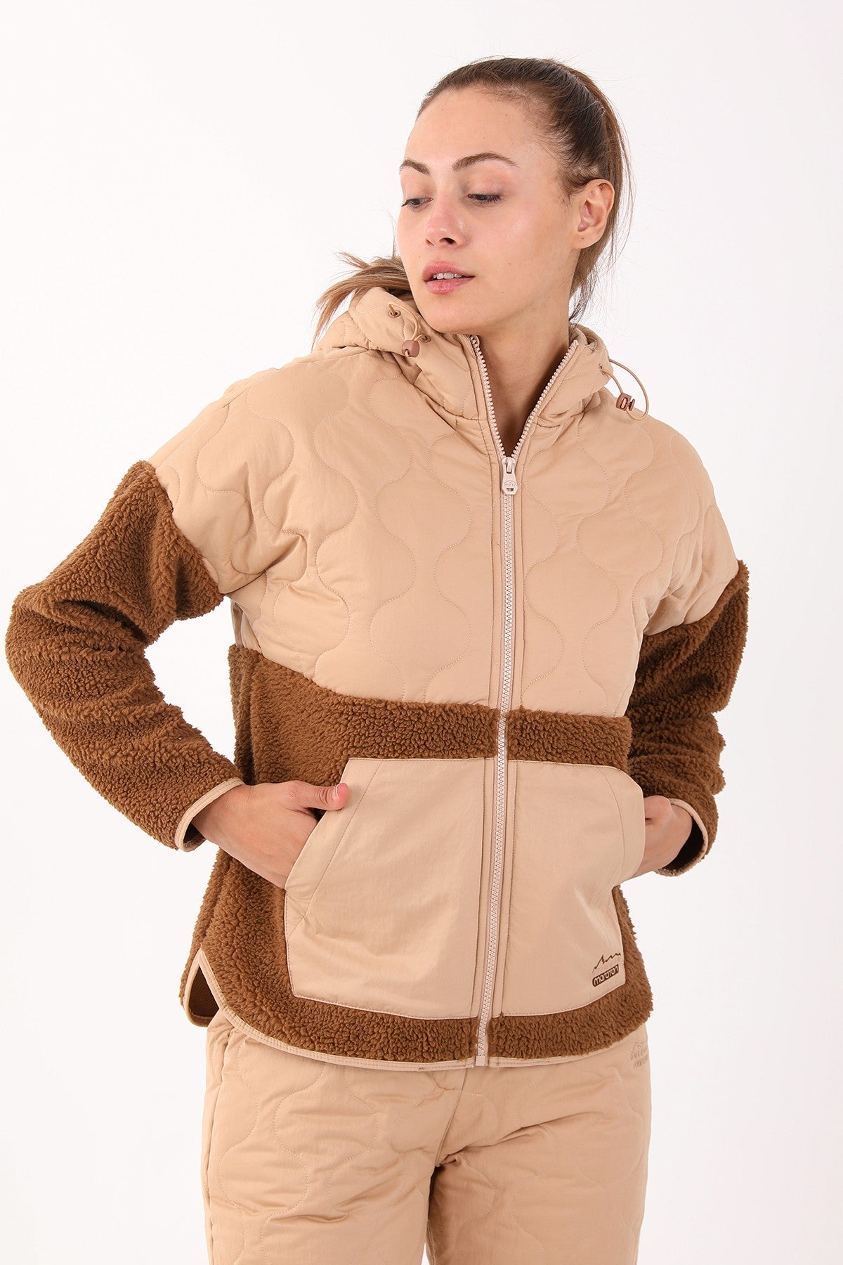 Comfort Kadın Kapüşonlu Kahverengi Tracktop