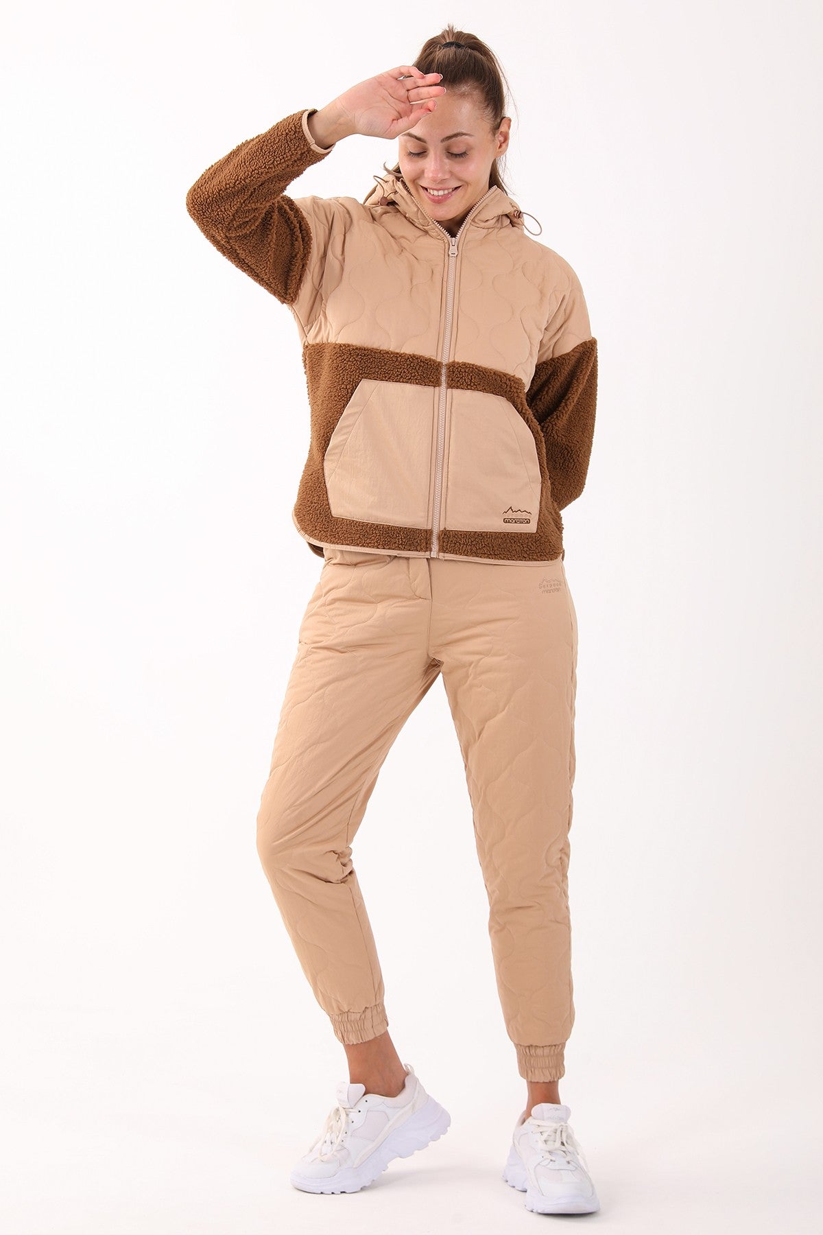 Comfort Kadın Kapüşonlu Kahverengi Tracktop