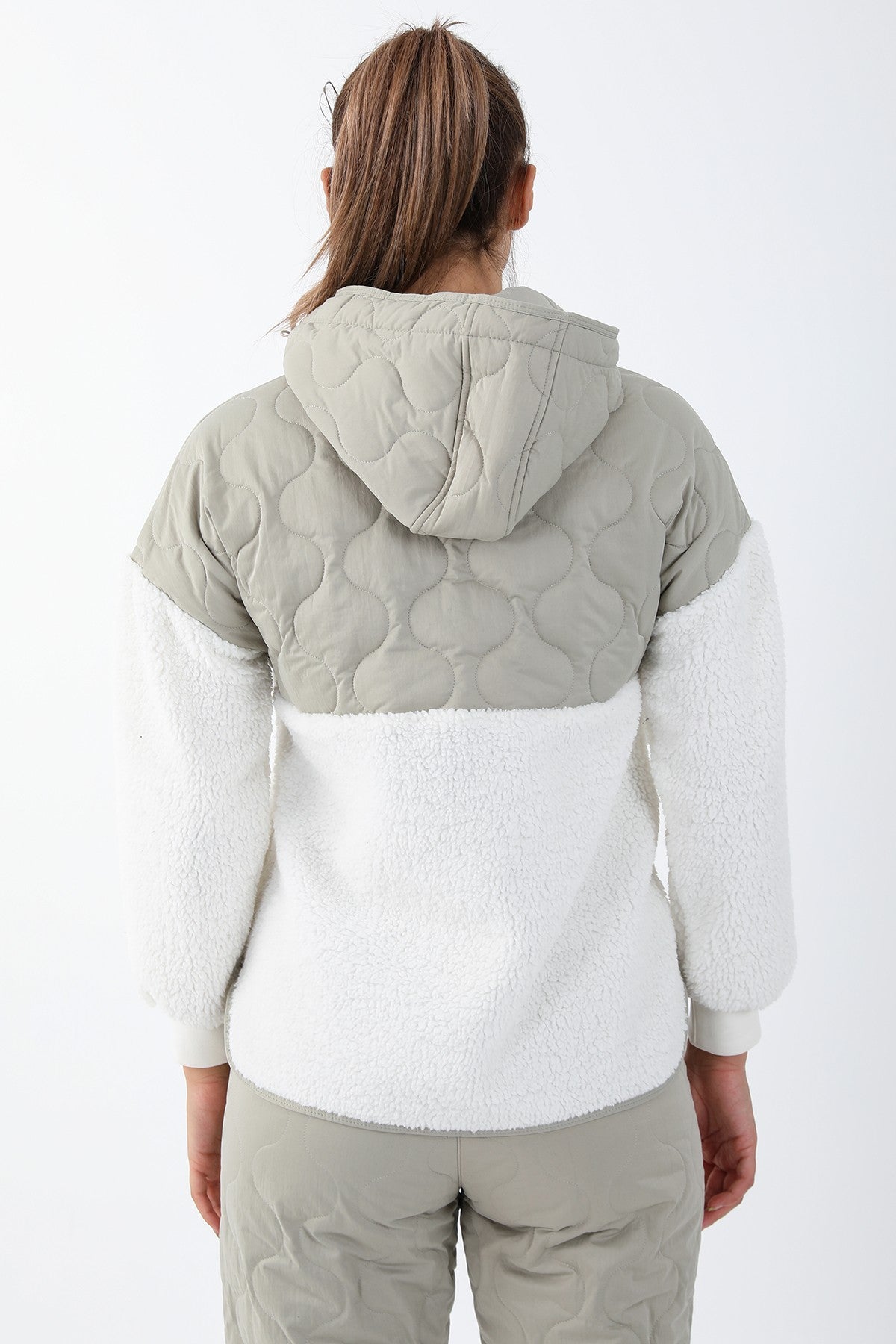 Comfort Kadın Kapüşonlu Ekru Sweatshirt