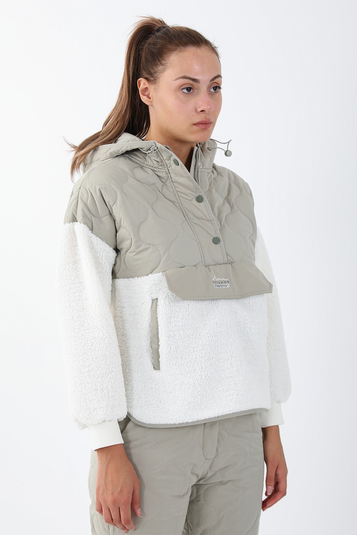 Comfort Kadın Kapüşonlu Ekru Sweatshirt