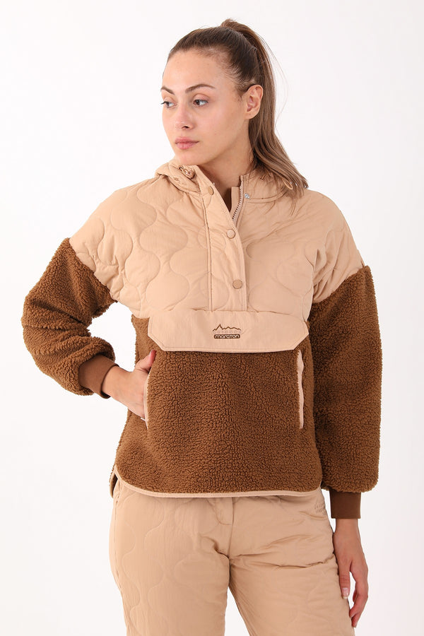 Comfort Kadın Kapüşonlu Kahverengi Sweatshirt