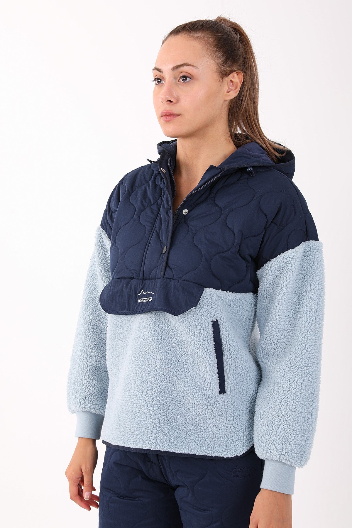 Comfort Kadın Kapüşonlu Açık Mavi Sweatshirt