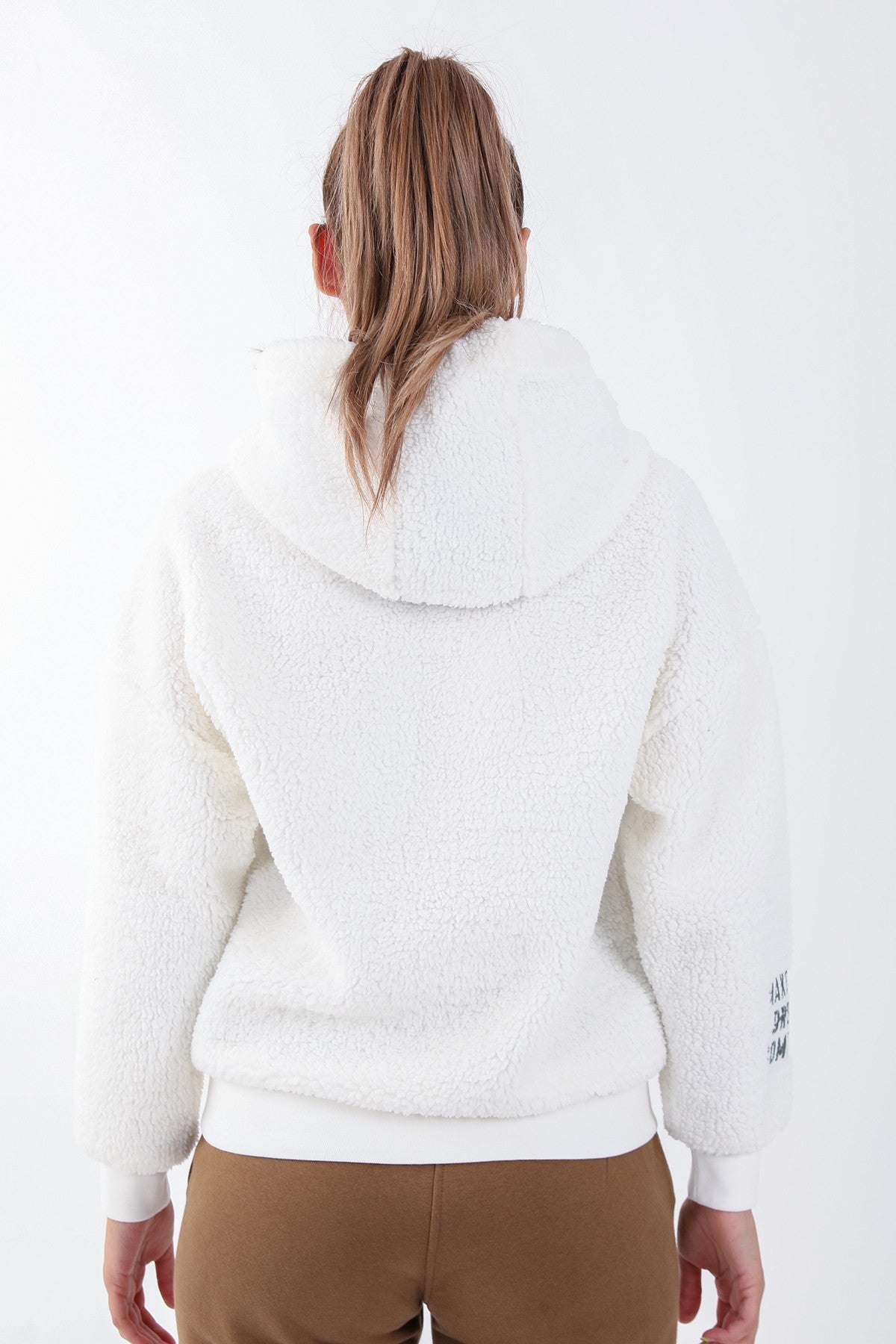 Comfort Kadın Kapüşonlu Ekru Sweatshirt