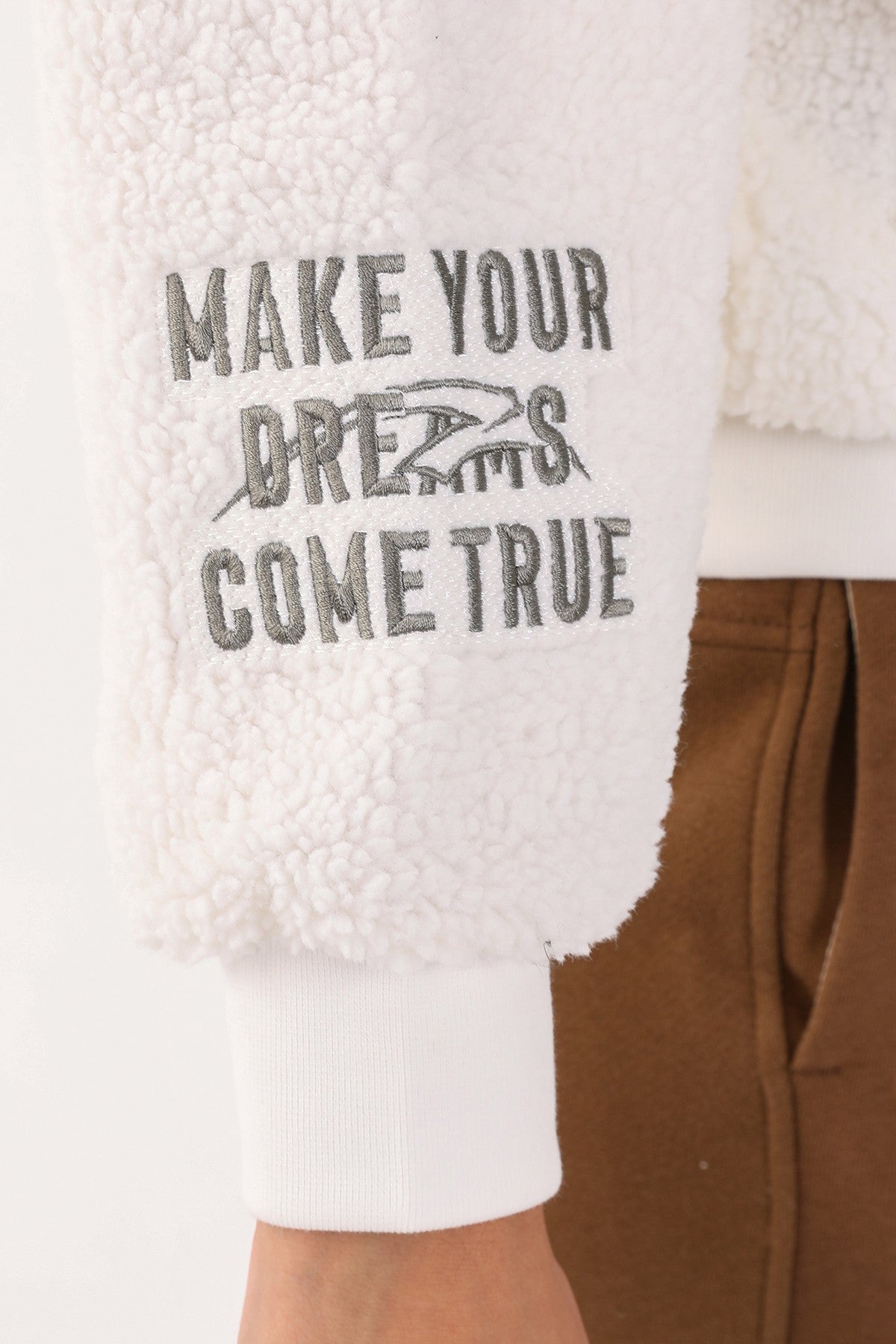 Comfort Kadın Kapüşonlu Ekru Sweatshirt