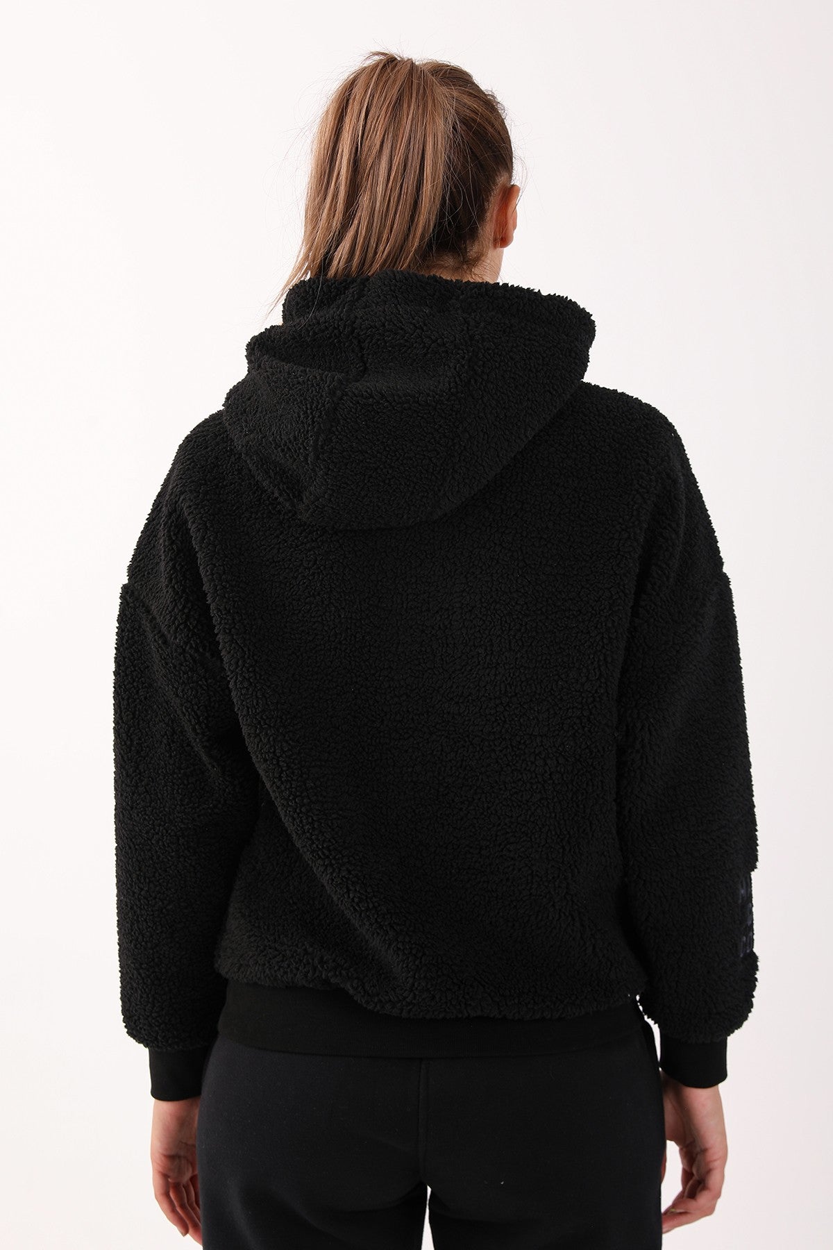 Comfort Kadın Kapüşonlu Siyah Sweatshirt
