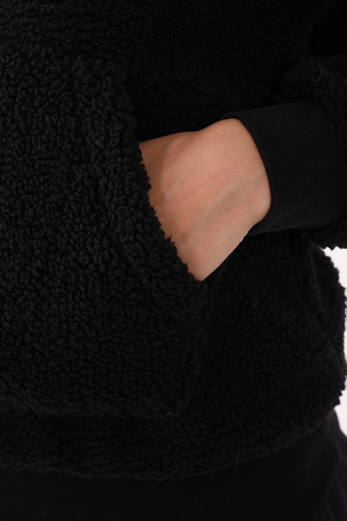 Comfort Kadın Kapüşonlu Siyah Sweatshirt